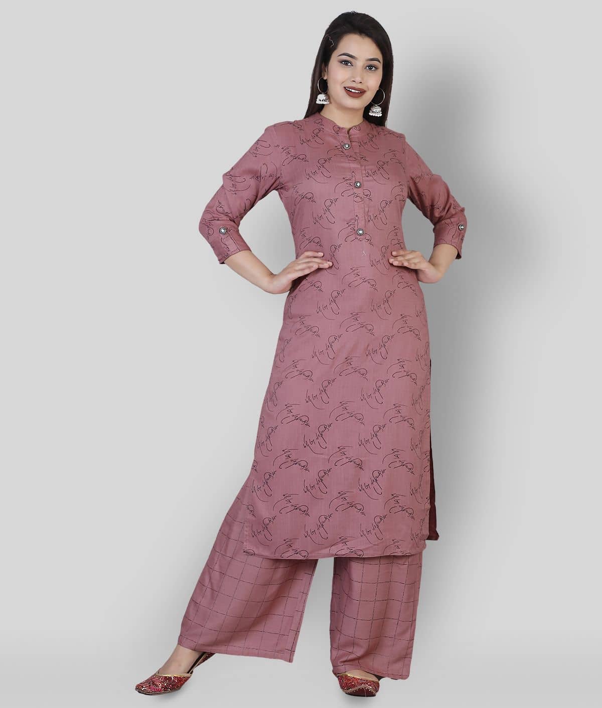 JC4U - Mauve Straight Rayon Women's Stitched Salwar Suit ( Pack of 1 )