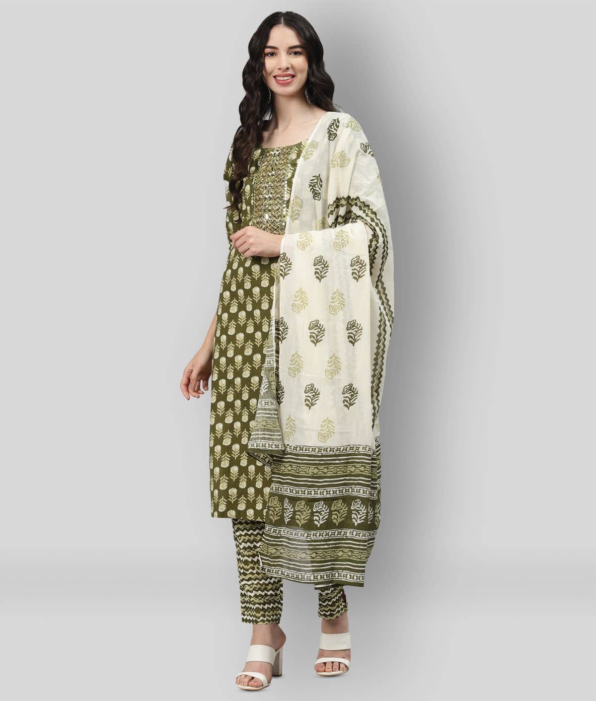 JC4U - Multicolor Straight Cotton Women's Stitched Salwar Suit ( Pack of 1 )