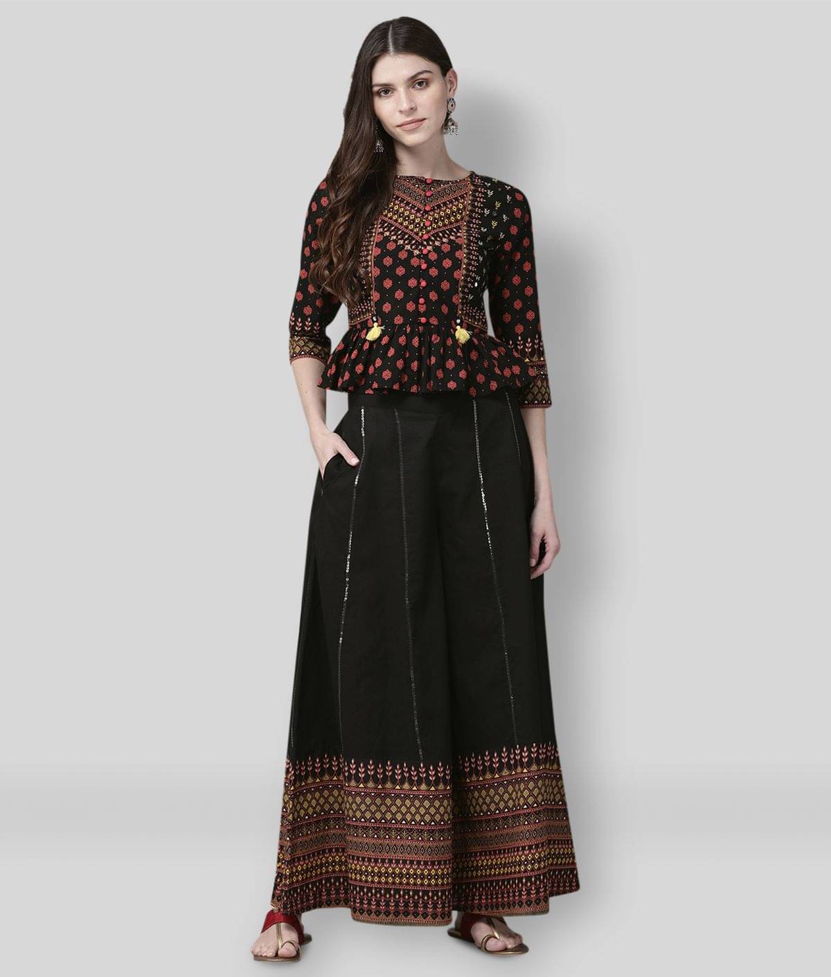 Juniper - Black Frock Style Cotton Women's Stitched Salwar Suit ( Pack of 1 ) Juniper - Black Frock Style Cotton Women's Stitched Salwar Suit ( Pack of 1 )