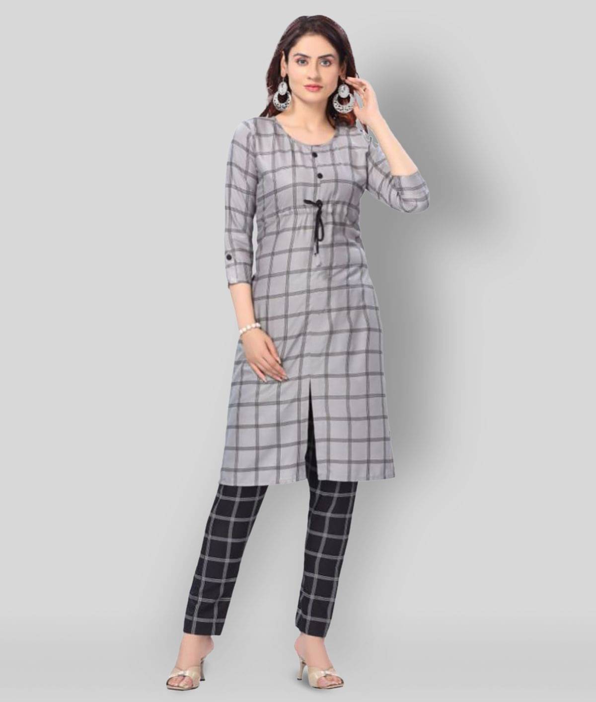     			Kapadia - Light Grey Straight Rayon Women's Stitched Salwar Suit ( Pack of 1 )