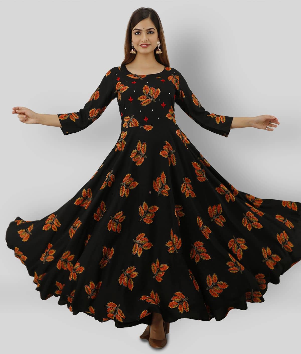 Lee Moda - Black Rayon Women's Anarkali Kurti - Kurtis, Tunics | Buy online on ZillyBuy