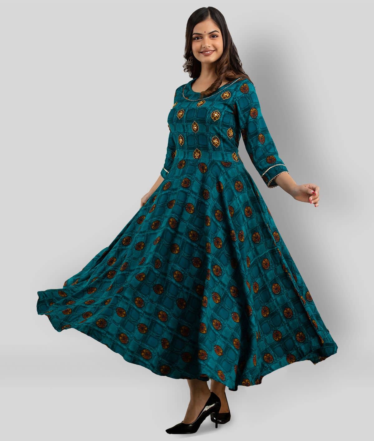 Lee Moda - Blue Rayon Women's Anarkali Kurti - Kurtis, Tunics | Buy online on ZillyBuy