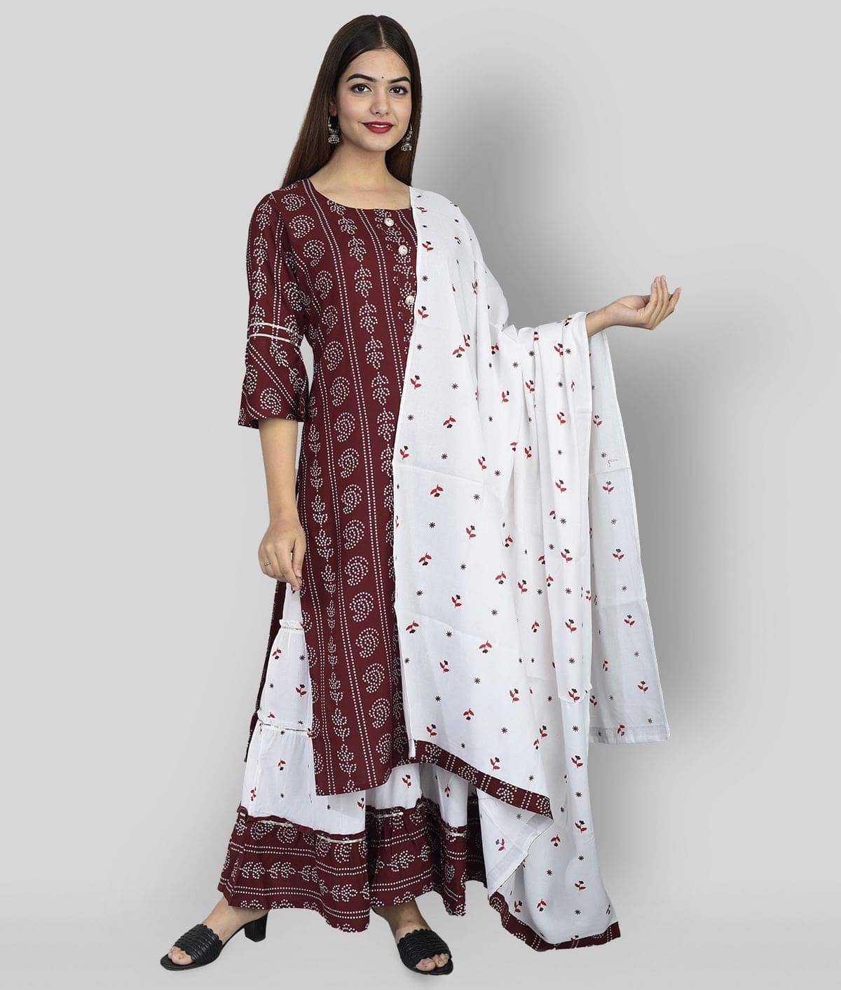 Lee Moda - Maroon Straight Rayon Women's Stitched Salwar Suit ( Pack of 1 ) Lee Moda - Maroon Straight Rayon Women's Stitched Salwar Suit ( Pack of 1 )