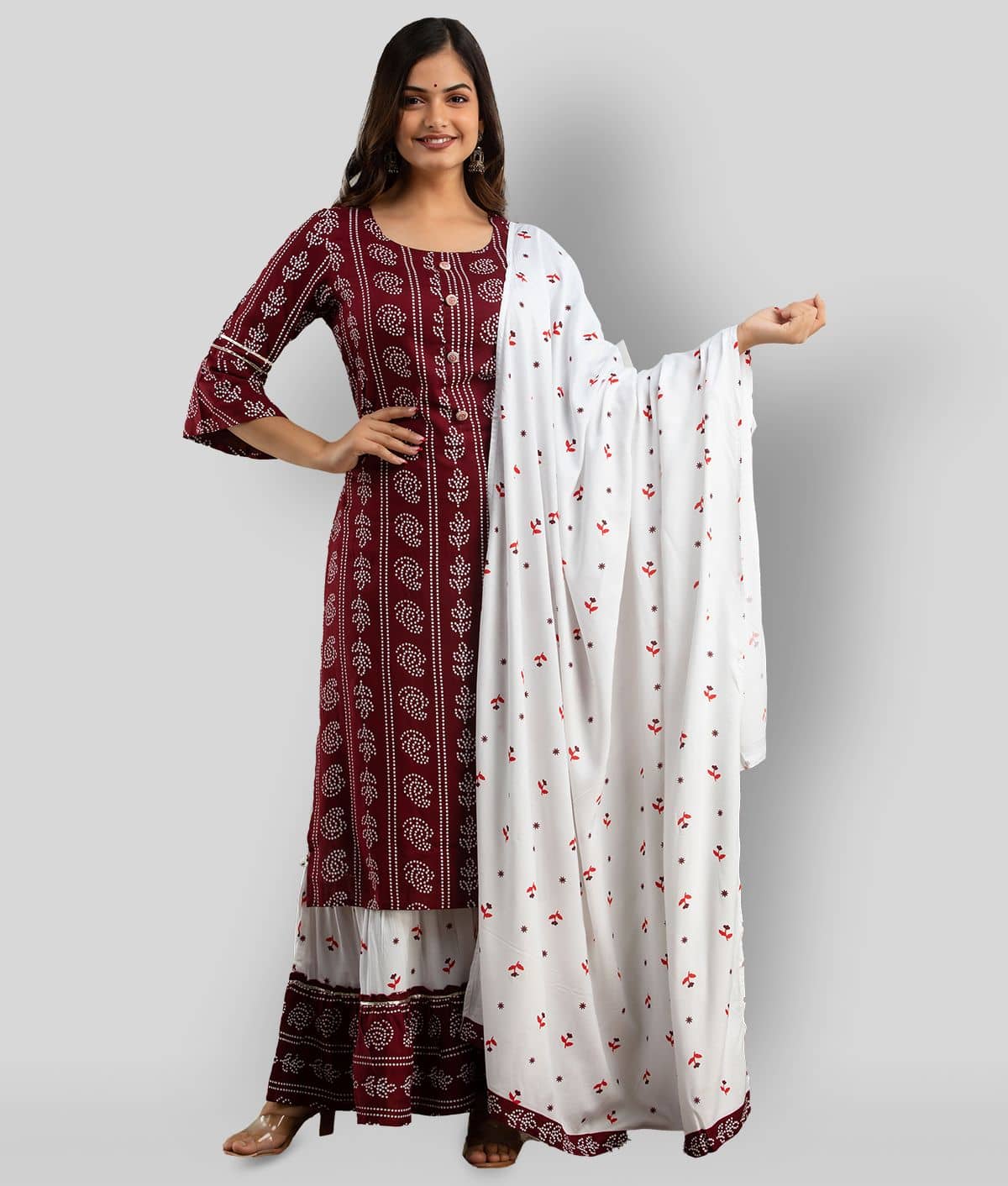 Lee Moda - Red Straight Rayon Women's Stitched Salwar Suit ( Pack of 1 )