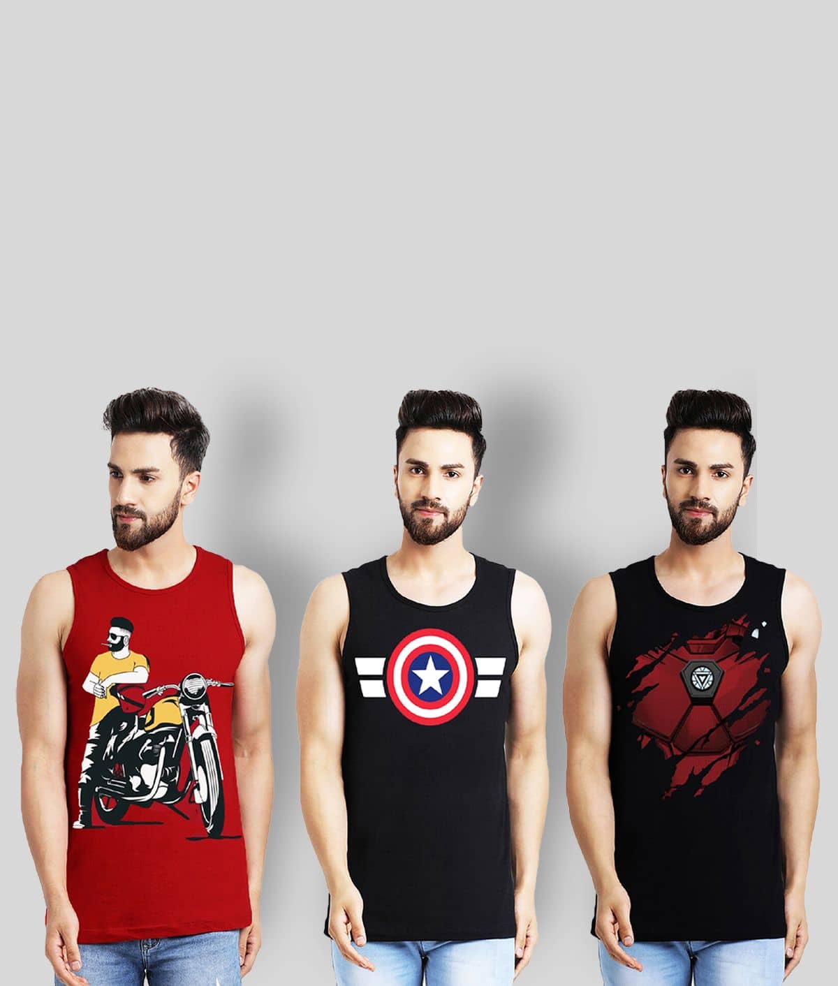 Leotude Pack of 3 Cotton Sleeveless Vest For Men ( Multi ) - Nightwear & Loungewear | Buy online on ZillyBuy