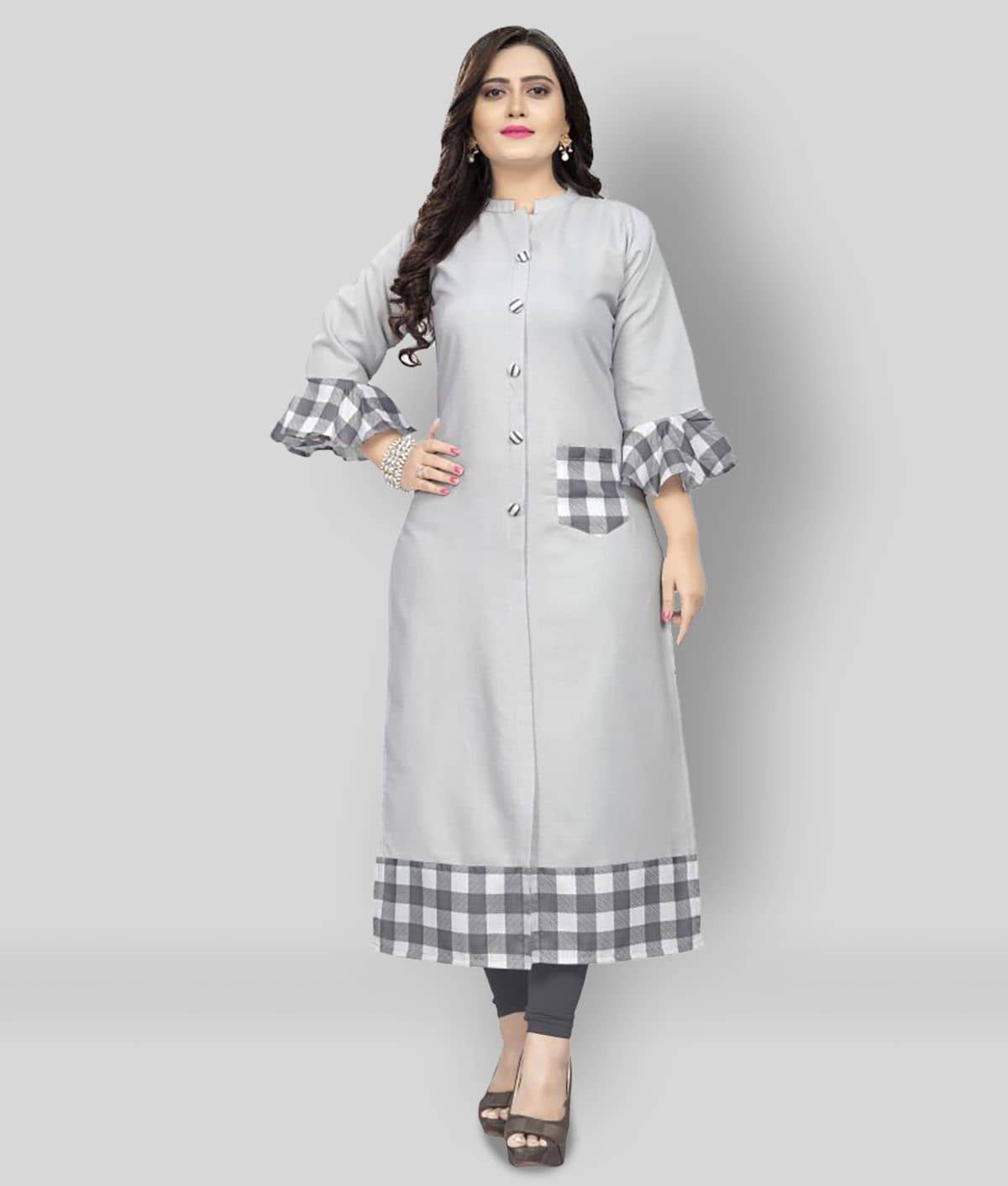Lerkiza - Off White Cotton Women's Straight Kurti ( Pack of 1 ) - Kurtis, Tunics | Buy online on ZillyBuy