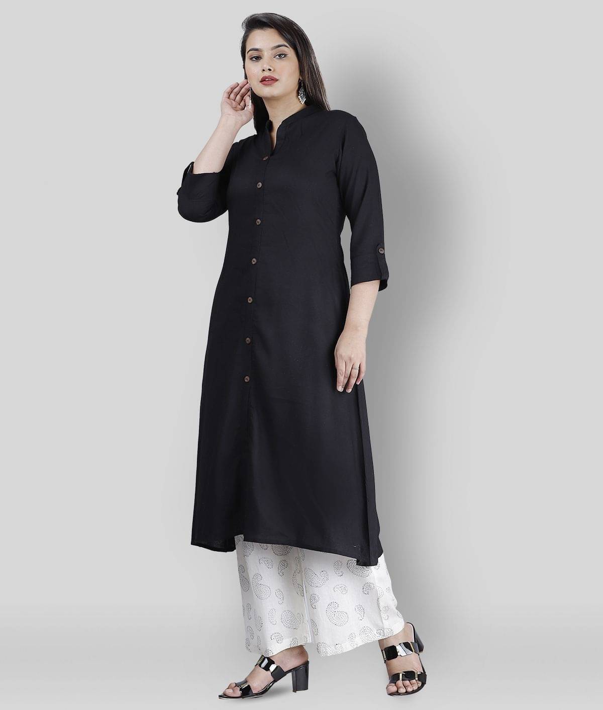     			MAUKA - Black A-line Rayon Women's Stitched Salwar Suit ( Pack of 1 )