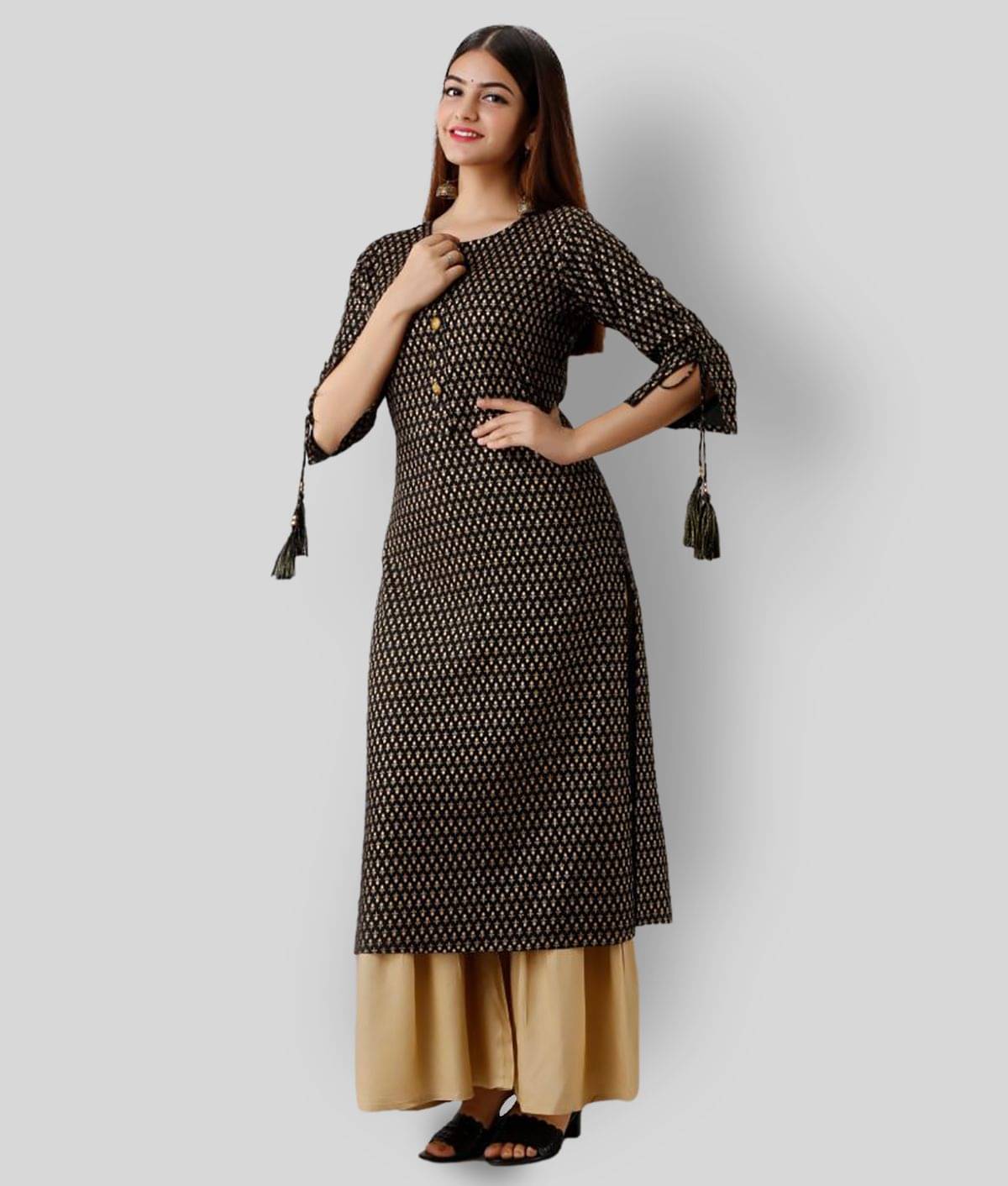     			MAUKA - Black Straight Rayon Women's Stitched Salwar Suit ( Pack of 1 )