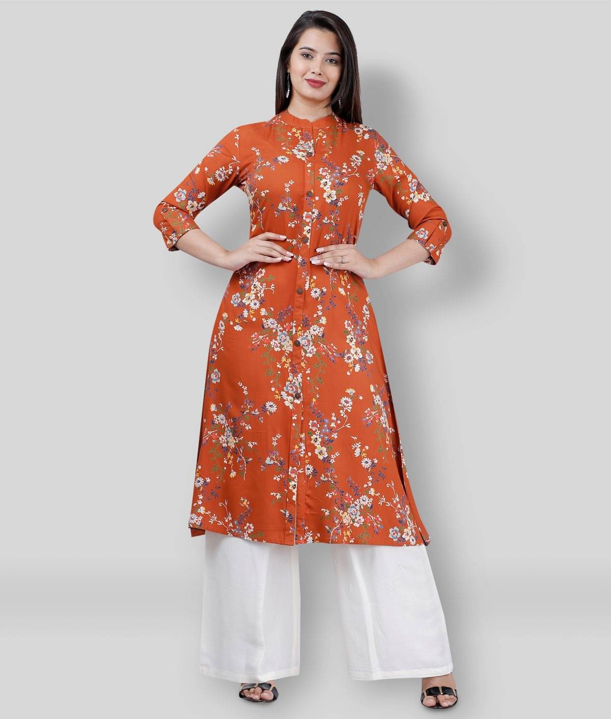 MAUKA - Brown Straight Rayon Women's Stitched Salwar Suit ( Pack of 1 )     			MAUKA - Brown Straight Rayon Women's Stitched Salwar Suit ( Pack of 1 )