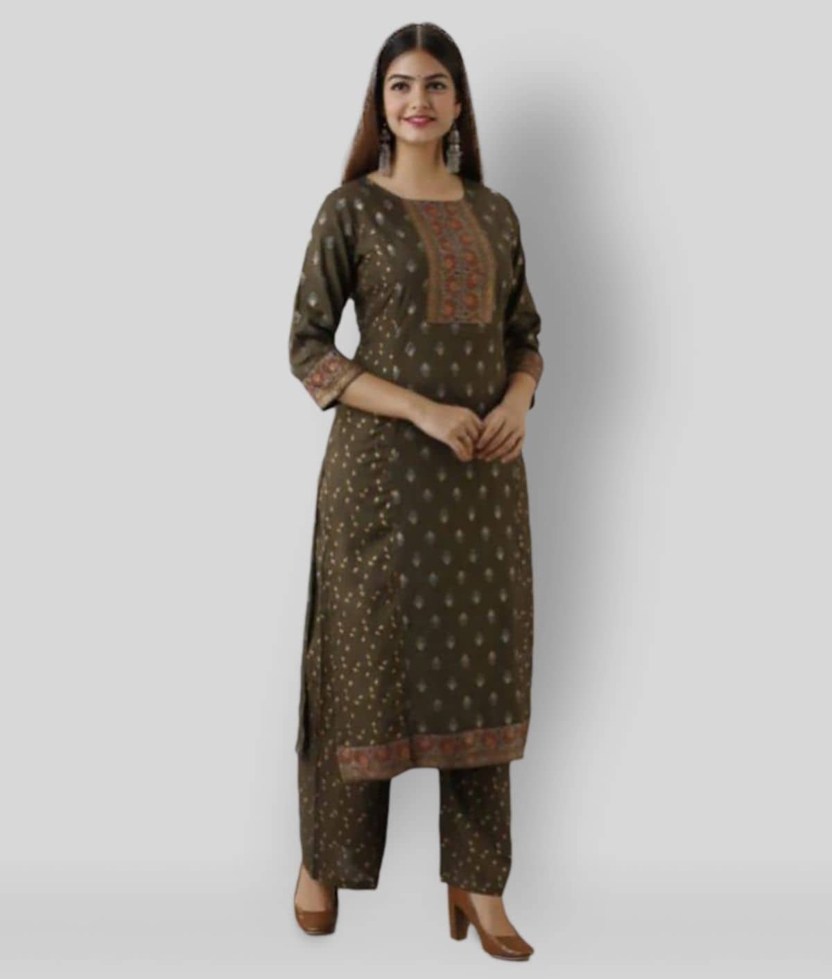 MAUKA - Green Straight Rayon Women's Stitched Salwar Suit ( Pack of 1 )