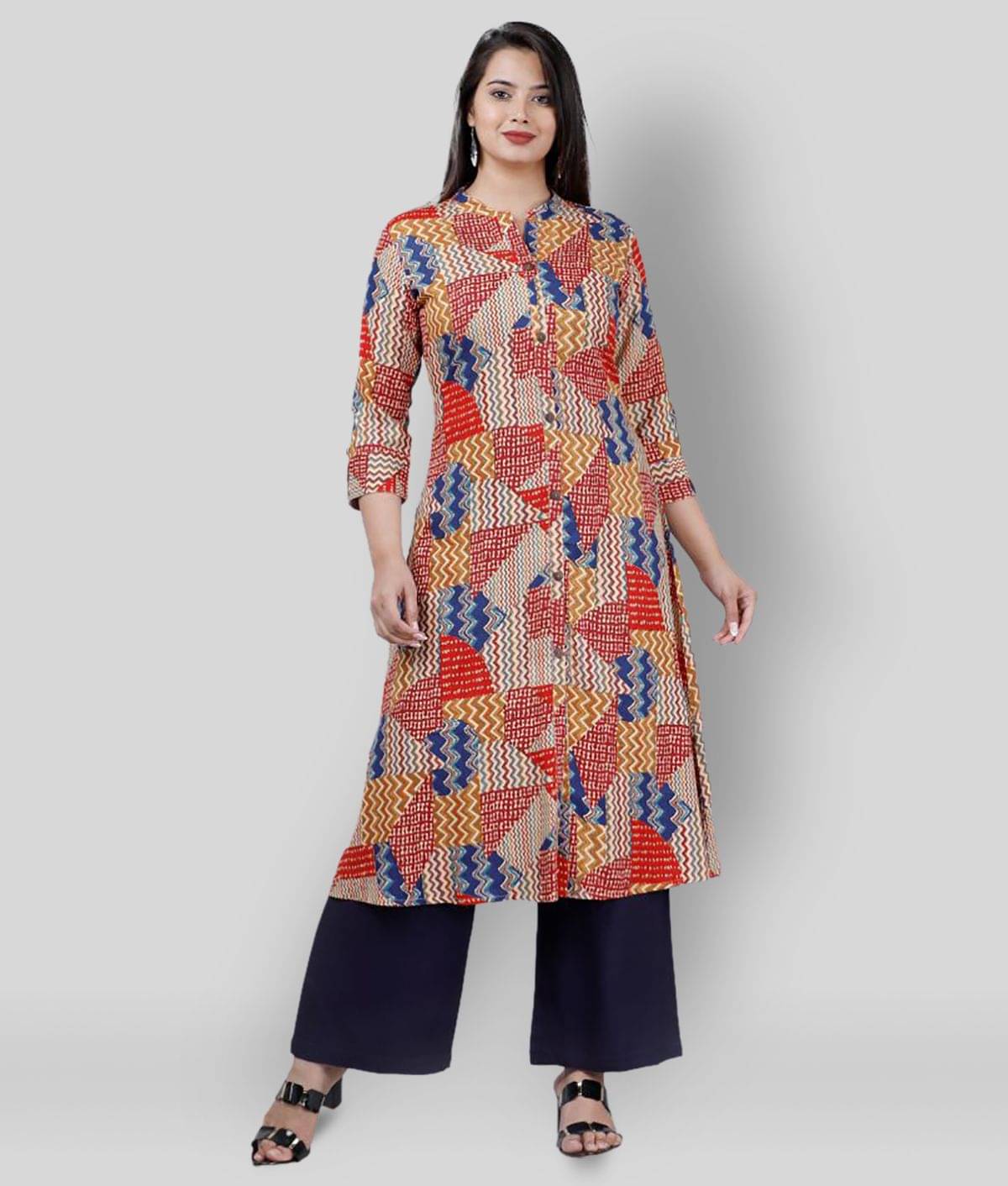 MAUKA - Multicolor Straight Rayon Women's Stitched Salwar Suit ( Pack of 1 ) MAUKA - Multicolor Straight Rayon Women's Stitched Salwar Suit ( Pack of 1 )
