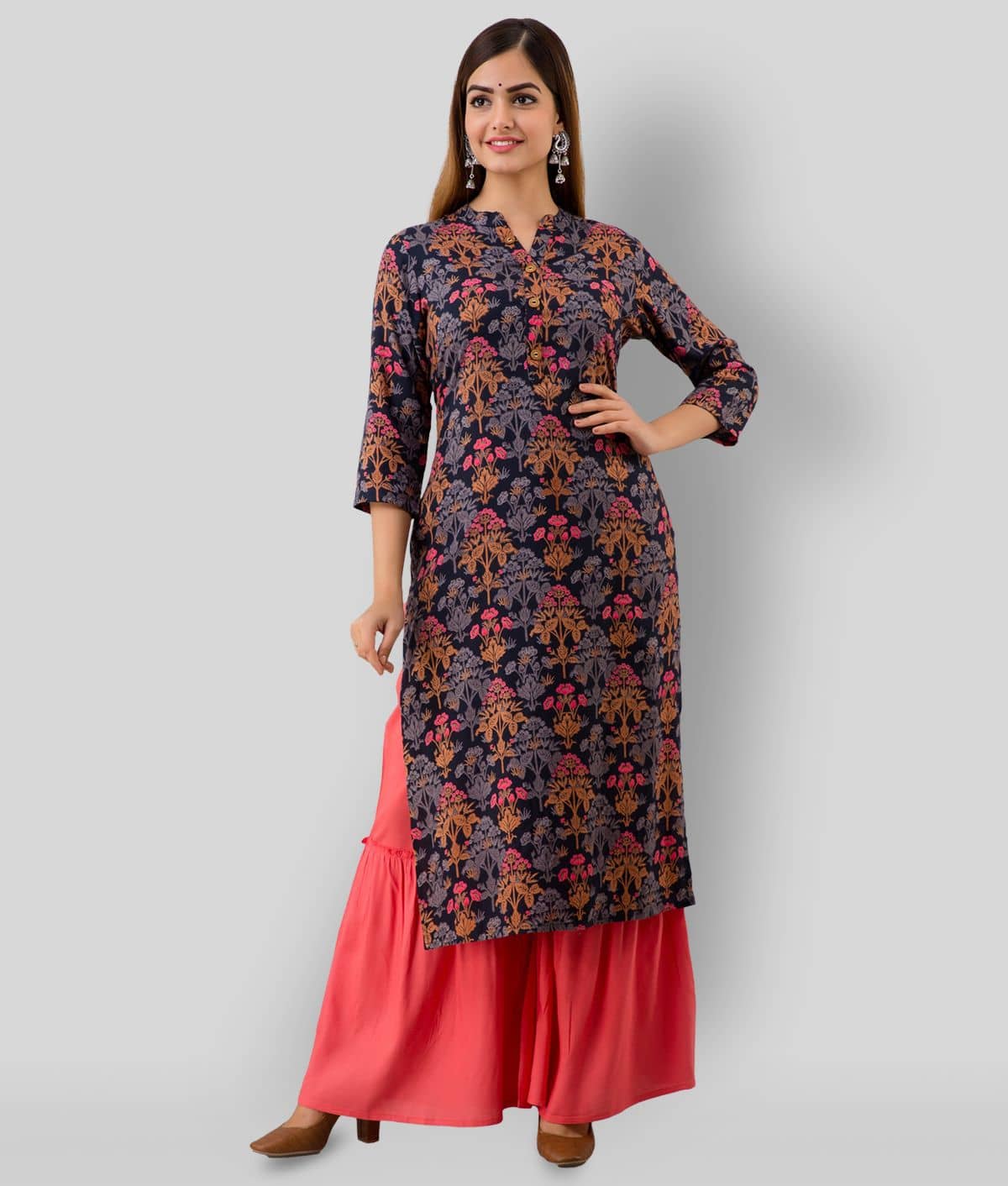 MAUKA - Multicolor Straight Rayon Women's Stitched Salwar Suit ( Pack of 1 )