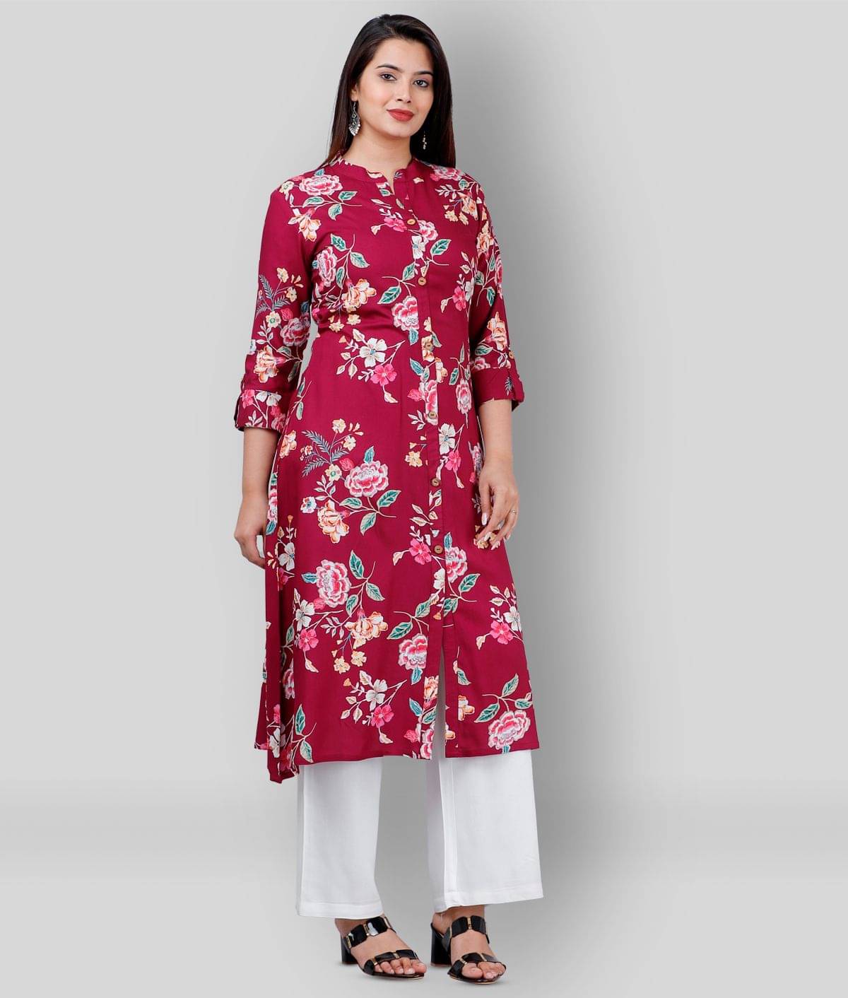 MAUKA - Purple Straight Rayon Women's Stitched Salwar Suit ( Pack of 1 ) MAUKA - Purple Straight Rayon Women's Stitched Salwar Suit ( Pack of 1 )