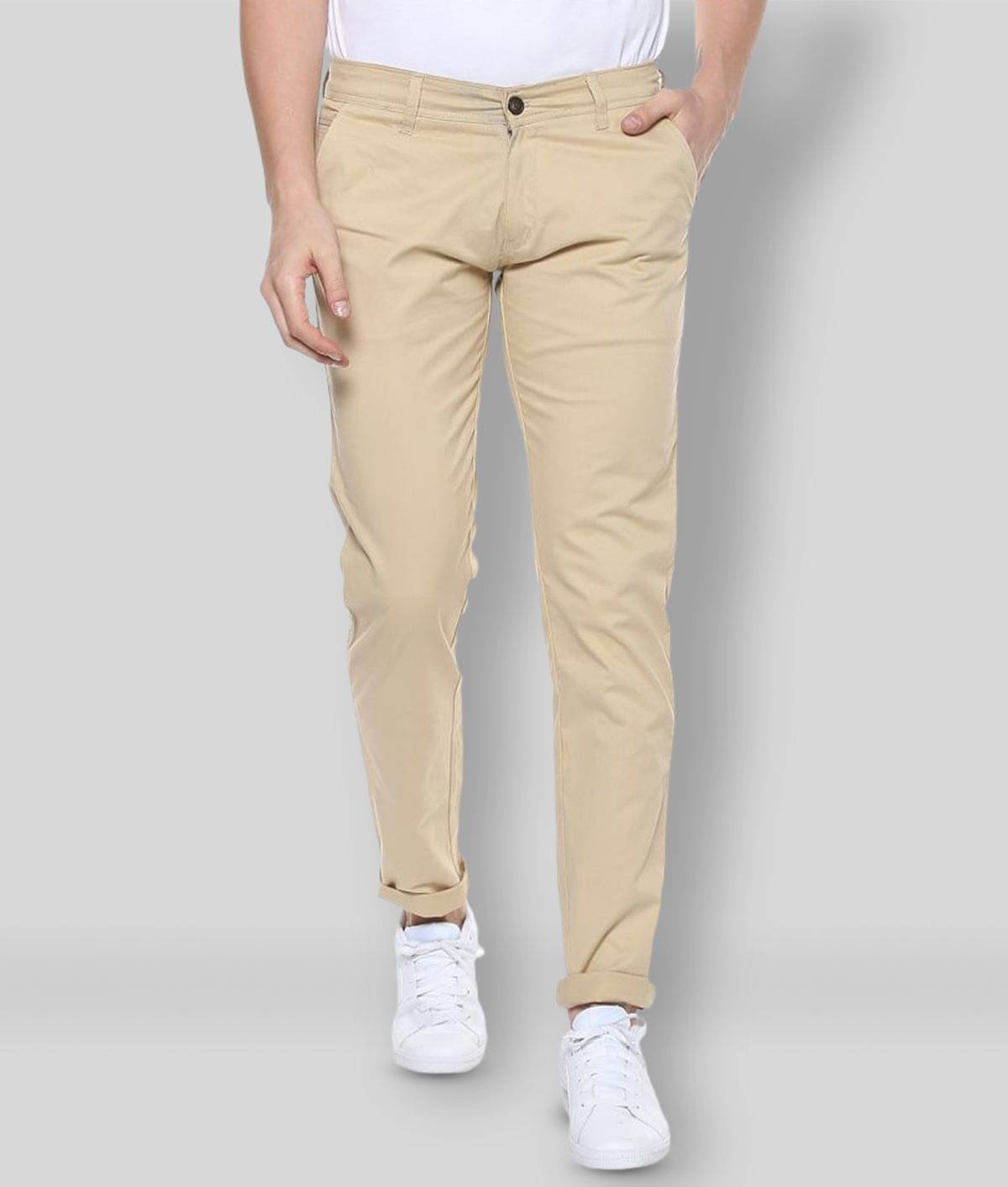     			Urbano Fashion - Cream Cotton Slim Fit Men's Chinos (Pack of 1)