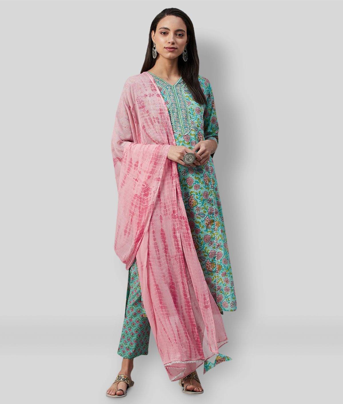     			Vastranikhar - Green Straight Rayon Women's Stitched Salwar Suit ( Pack of 1 )
