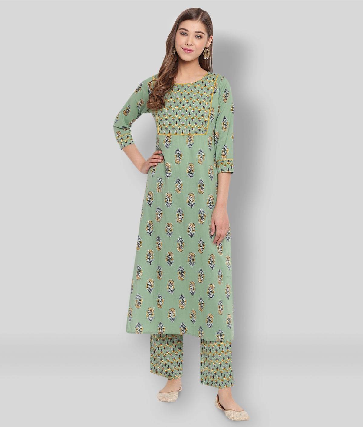 Vbuyz - Mint Green Straight Cotton Women's Stitched Salwar Suit ( Pack of 1 )     			Vbuyz - Mint Green Straight Cotton Women's Stitched Salwar Suit ( Pack of 1 )