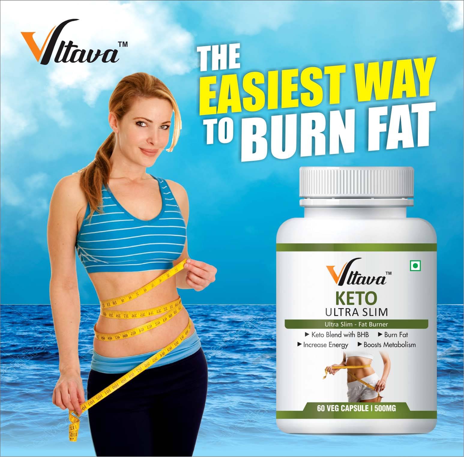     			Vltava Keto Slim Weight Management Fat Burner Capsules 60 mg Unflavoured Single Pack