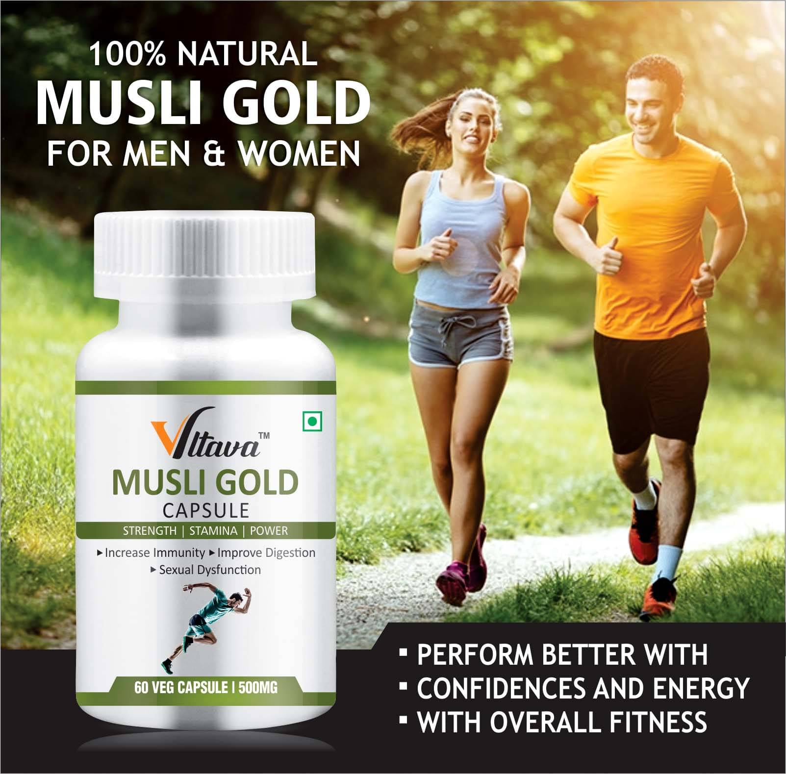 Vltava Musli Gold for Inner Strength & Vitality, Stamina & Performance, 60 mg Unflavoured Minerals Capsule Vltava Musli Gold for Inner Strength & Vitality, Stamina & Performance, 60 mg Unflavoured Minerals Capsule