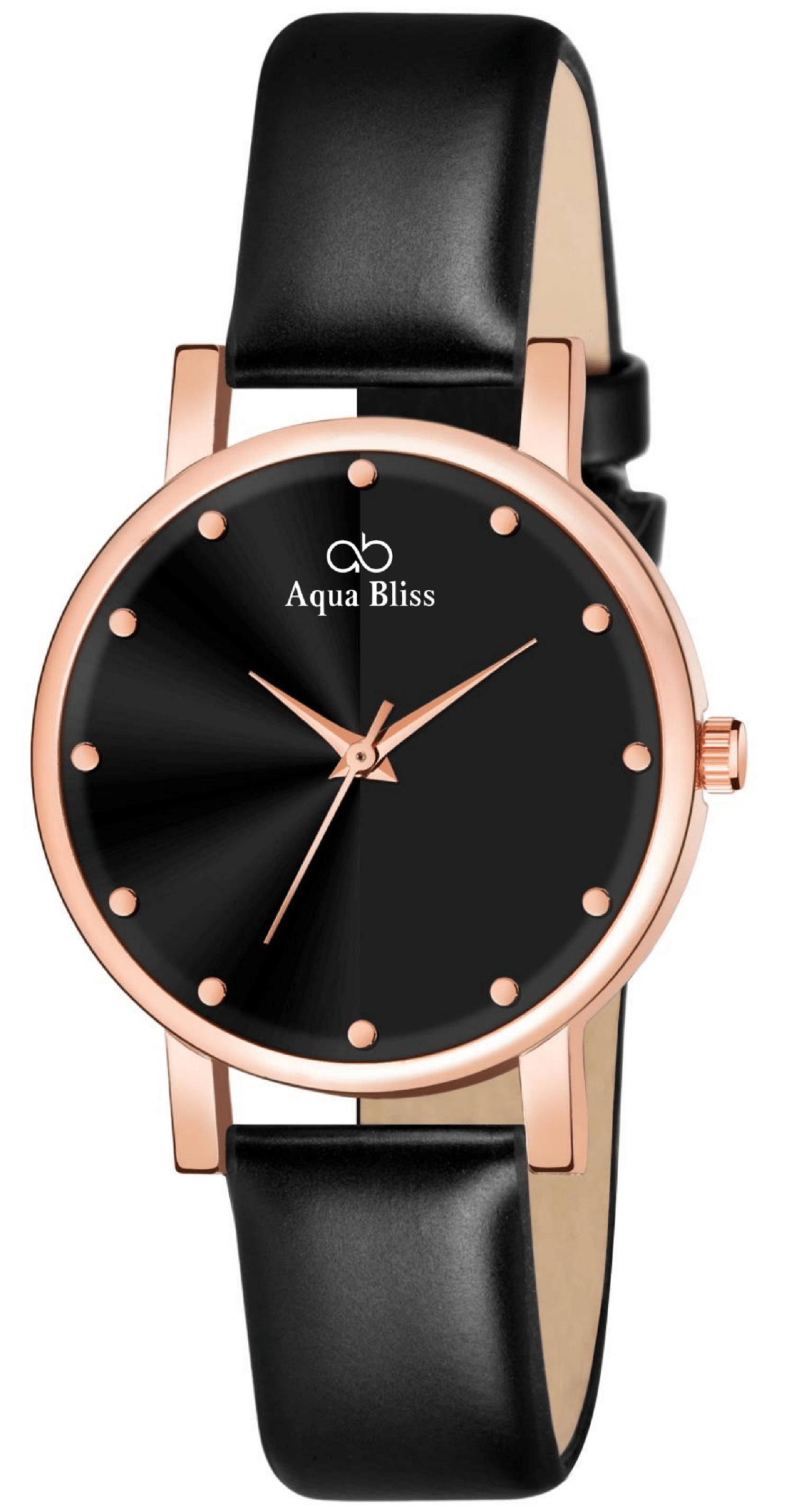     			AQUA BLISS - Black Leather Analog Womens Watch