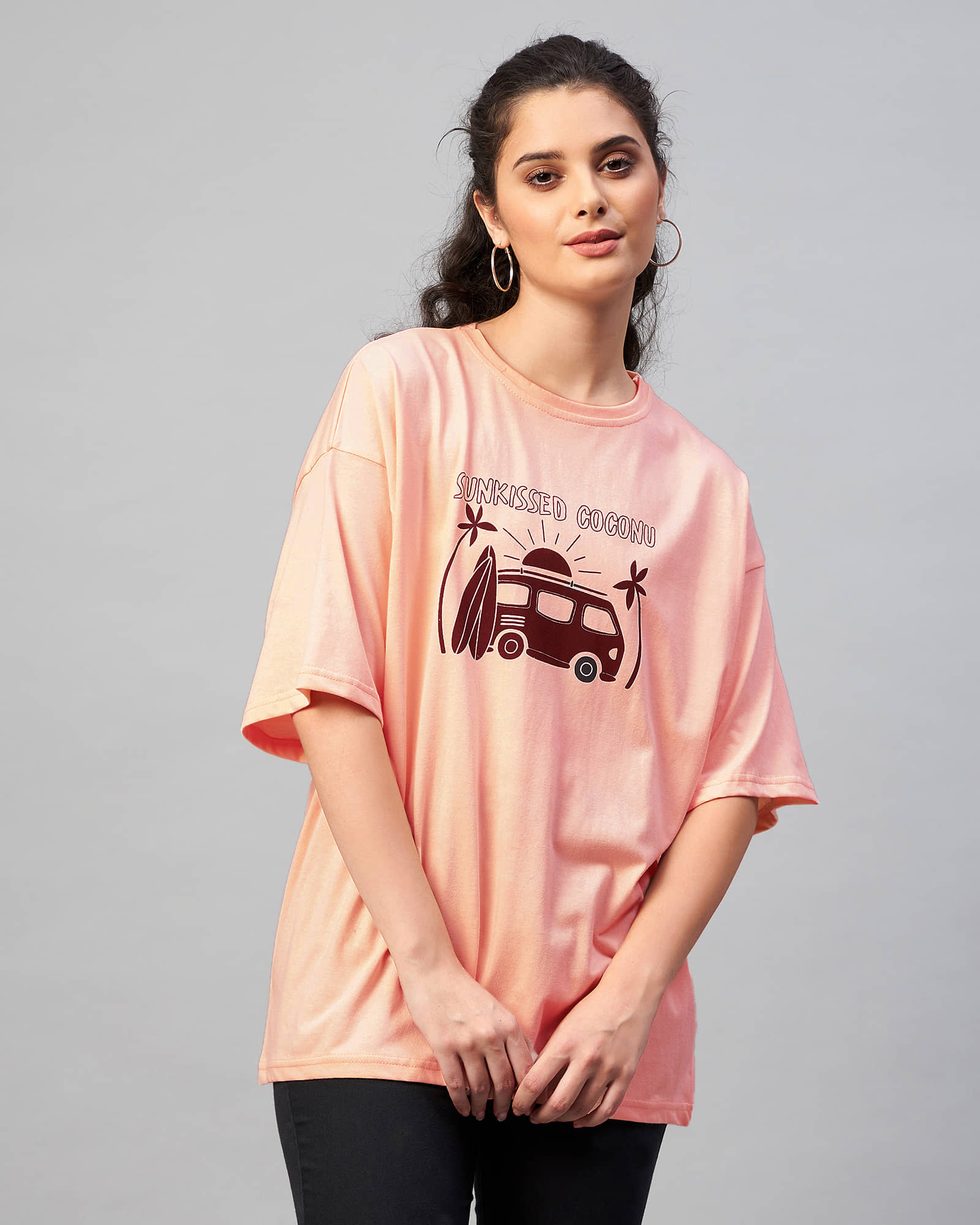 Chimpaaanzee Women Cotton Printed Regular Fit Round Neck T-Shirt ( Orange )