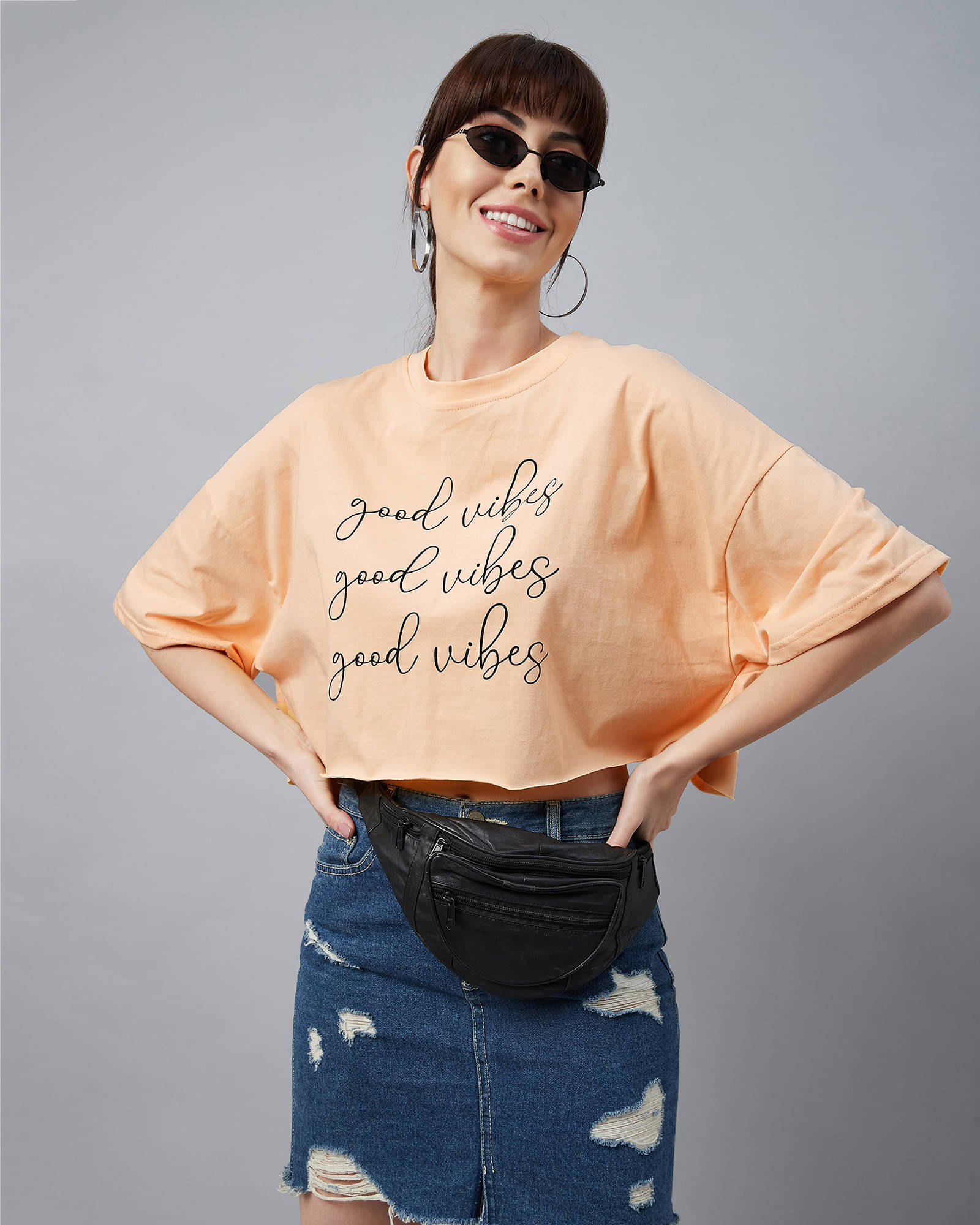     			Chimpaaanzee Women Cotton Printed Regular Fit Round Neck T-Shirt ( Orange )