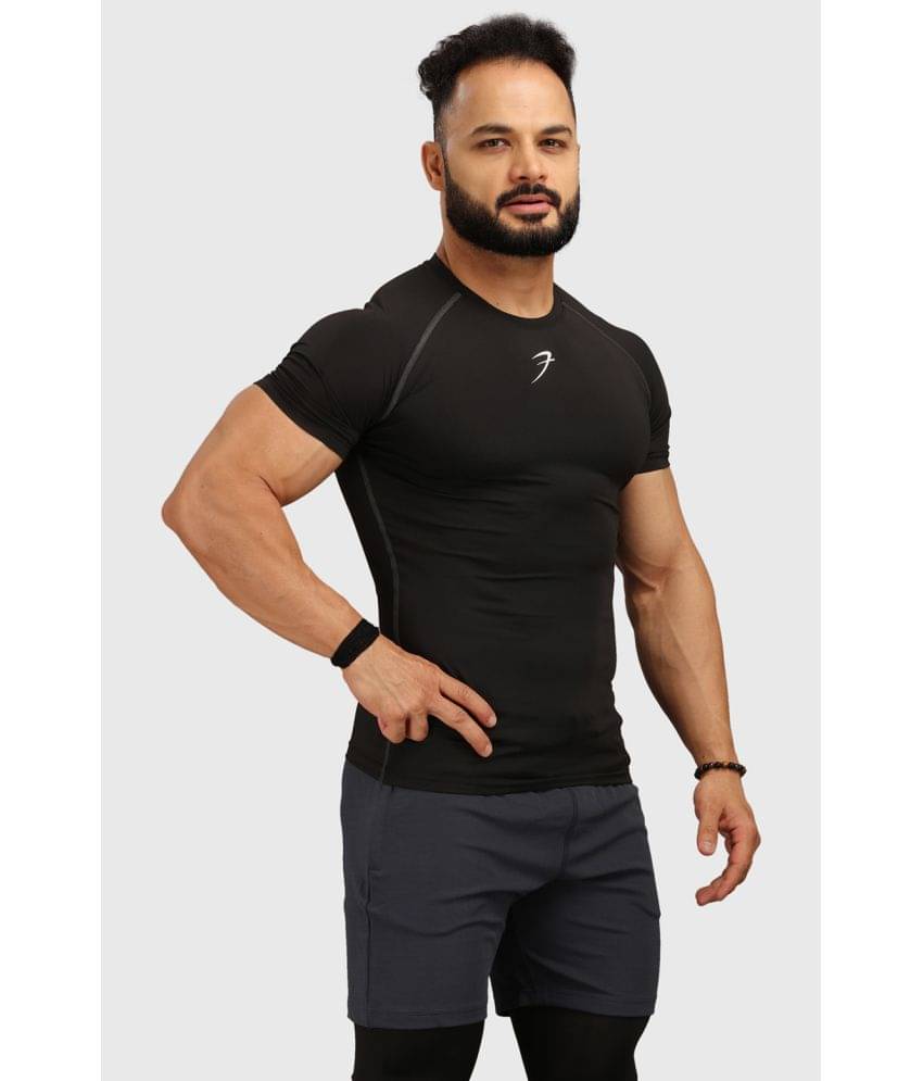Fuaark - Black Polyester Slim Fit Men's Compression T-Shirt ( Pack of 1 ) Fuaark - Black Polyester Slim Fit Men's Compression T-Shirt ( Pack of 1 )