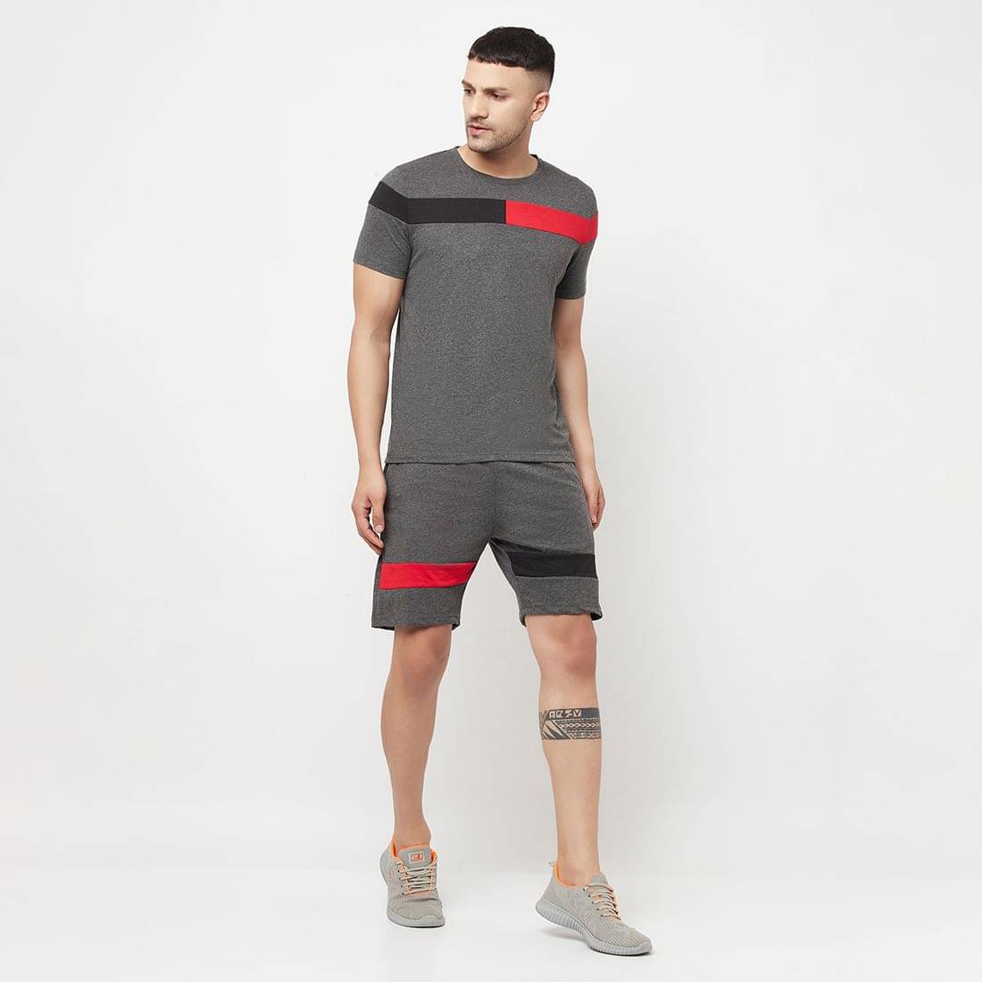     			Glito Men's T-shirt With Shorts Co-Ords Set ( Pack of 1 , Charcoal )