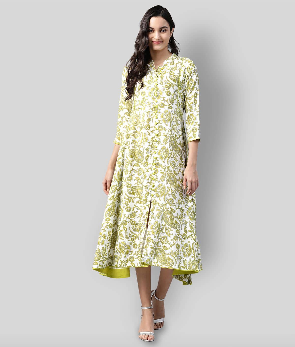 HIGHLIGHT FASHION EXPORT Women Viscose Printed Ethnic Dress ( Multicolor )