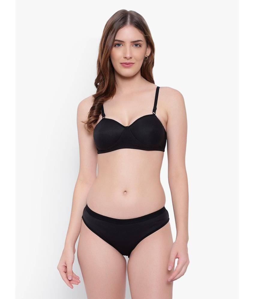     			KYODO Cotton Women's Bra & Panty Set ( Black )