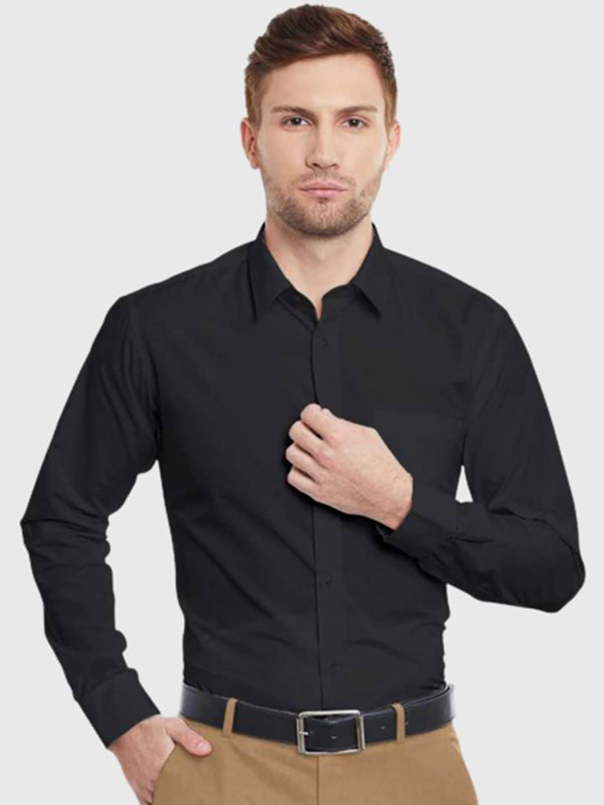 Life Roads - Black Cotton Slim Fit Men's Formal Shirt ( Pack of 1 )