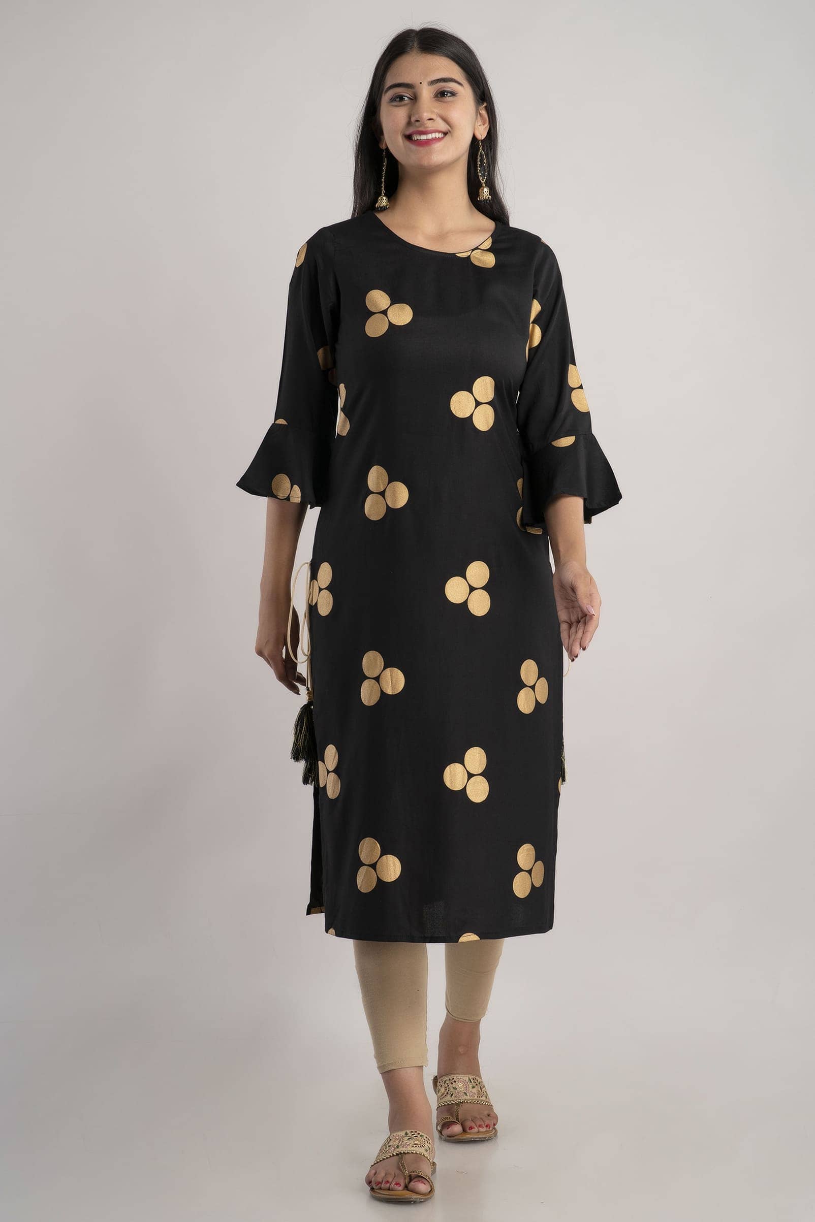 MAUKA - Black Rayon Women's Straight Kurti ( Pack of 1 ) - Kurtis, Tunics | Buy online on ZillyBuy