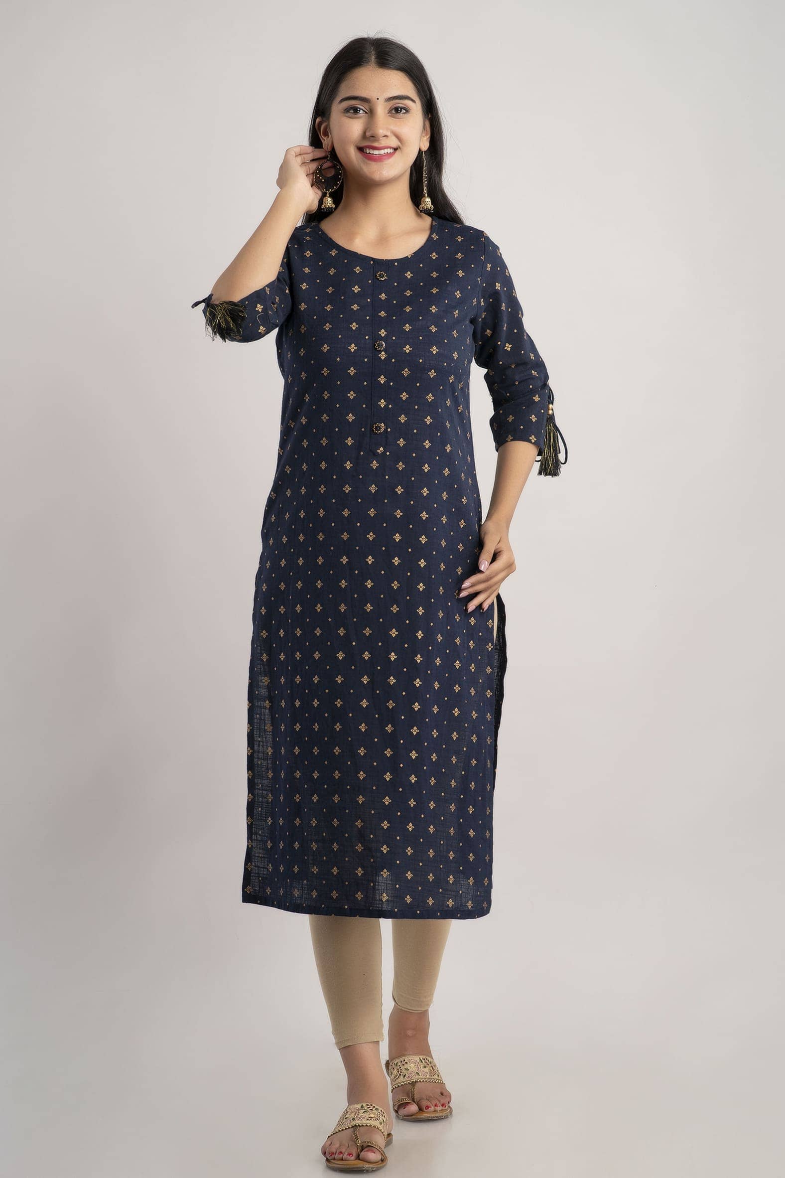 MAUKA - Blue Cotton Women's Straight Kurti ( Pack of 1 ) - Kurtis, Tunics | Buy online on ZillyBuy