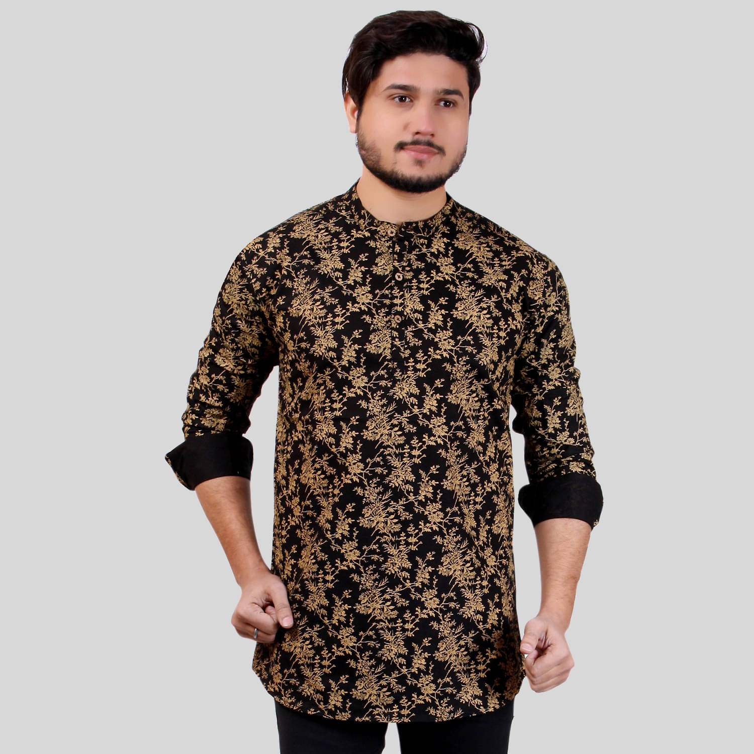     			Made In The Shade - Black Cotton Men's Regular Kurta ( Pack of 1 )