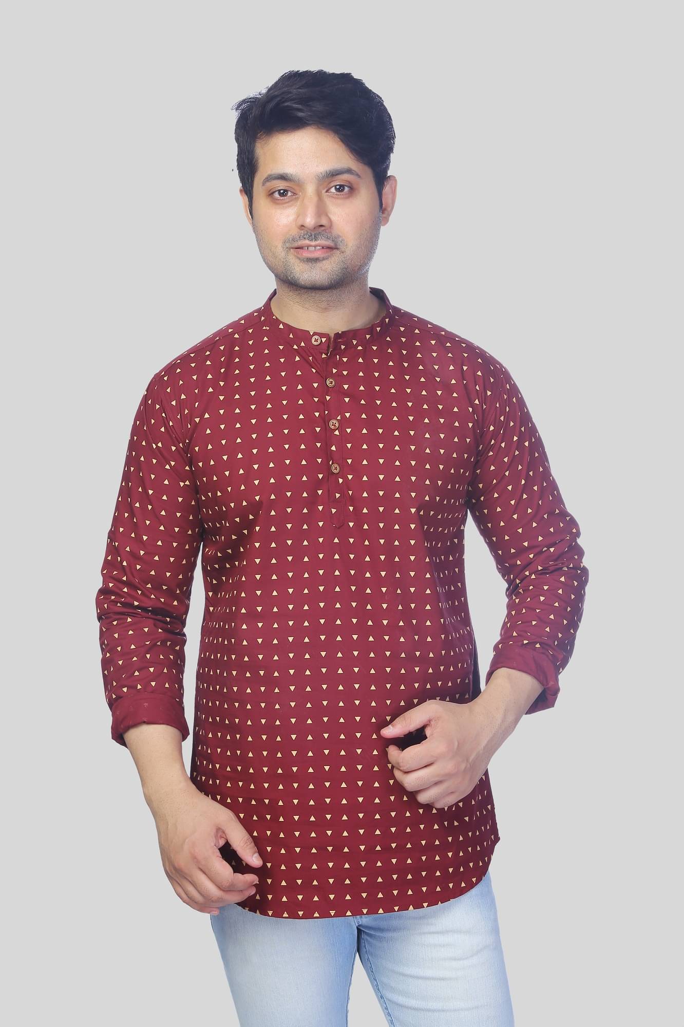     			Made In The Shade - Maroon Cotton Men's Regular Kurta ( Pack of 1 )