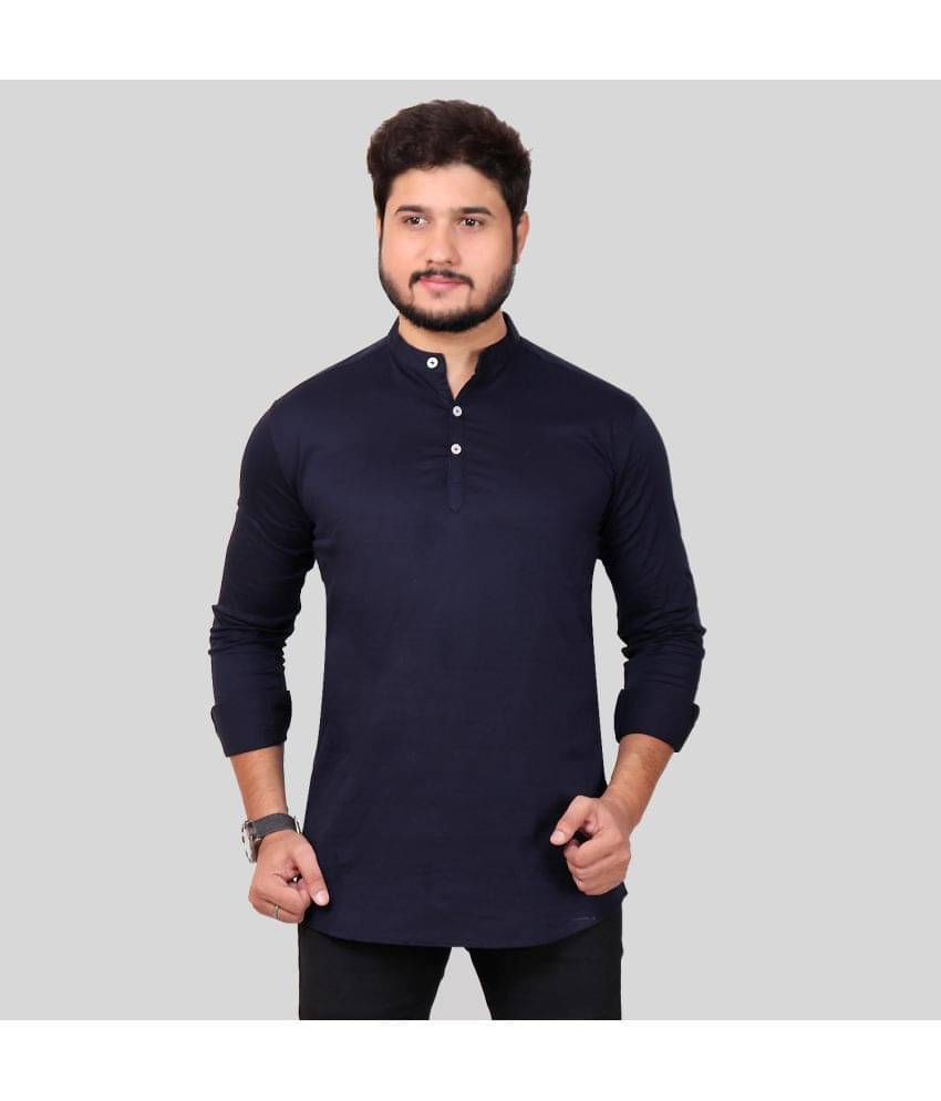     			Made In The Shade - Navy Cotton Men's Regular Kurta ( Pack of 1 )