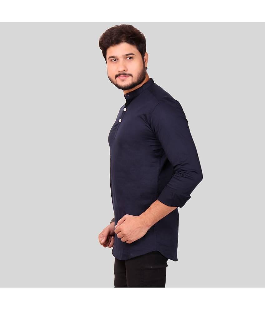 Made In The Shade - Navy Cotton Men's Regular Kurta ( Pack of 1 )