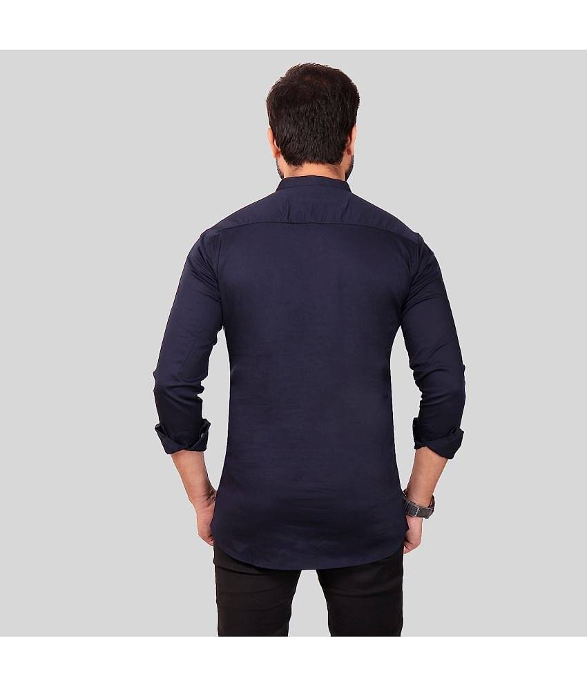 Made In The Shade - Navy Cotton Men's Regular Kurta ( Pack of 1 )