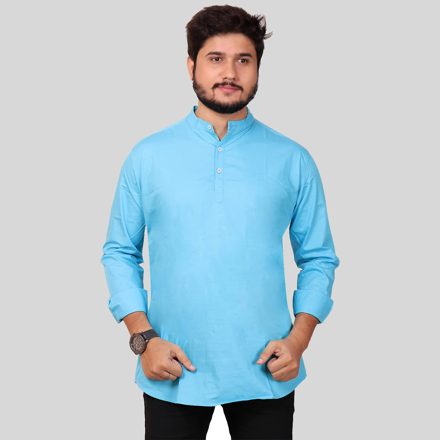 Made In The Shade - Turquoise Cotton Men's Regular Kurta ( Pack of 1 ) Made In The Shade - Turquoise Cotton Men's Regular Kurta ( Pack of 1 )