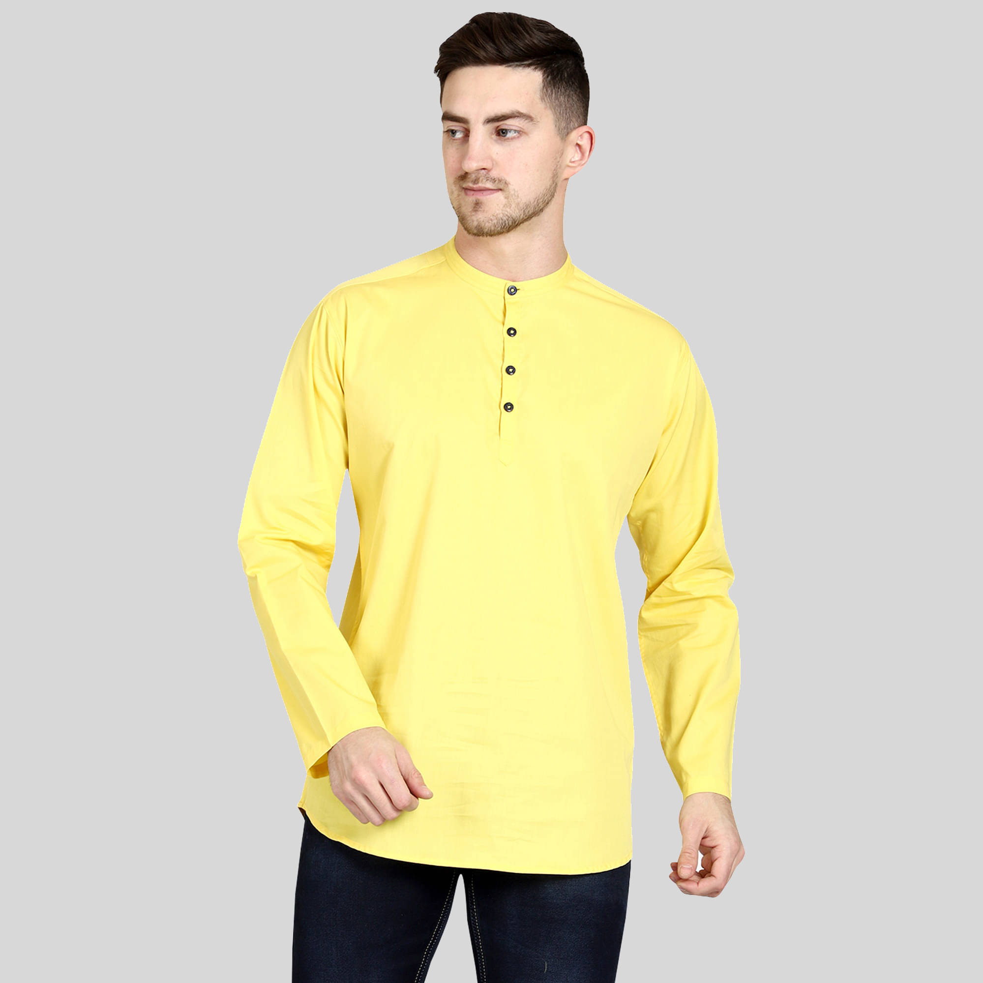     			Made In The Shade - Yellow Cotton Men's Regular Kurta ( Pack of 1 )