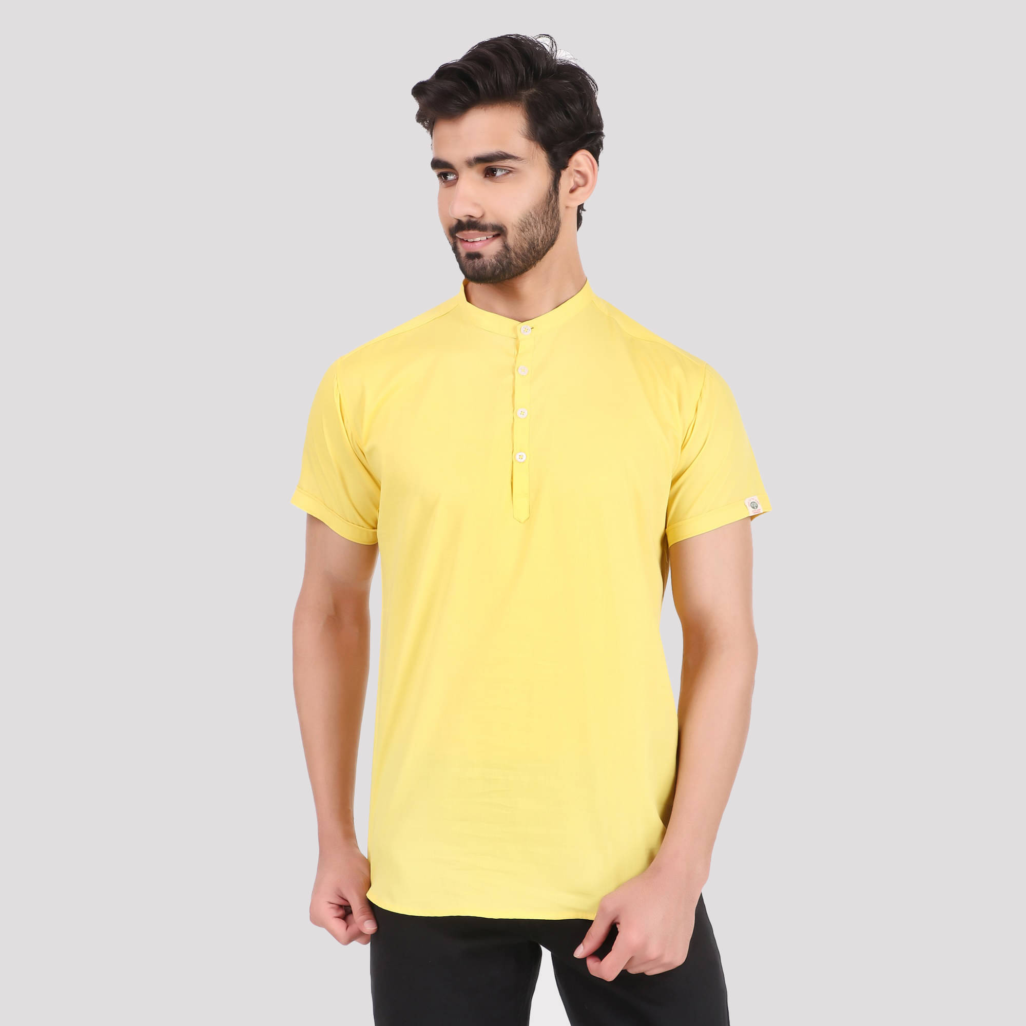     			Made In The Shade - Yellow Cotton Men's Regular Kurta ( Pack of 1 )