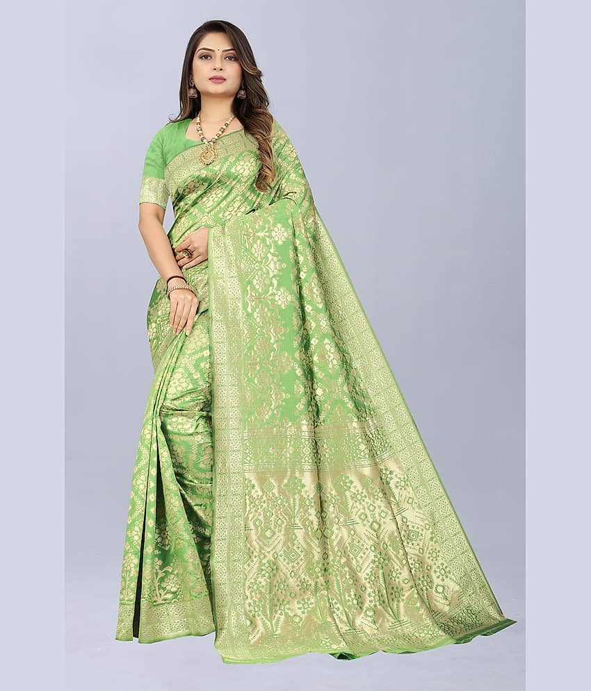 NENCY FASHION Banarasi Silk Embellished Saree With Unstitched Blouse Piece ( Maroon ) - Sarees | Buy online on ZillyBuy
