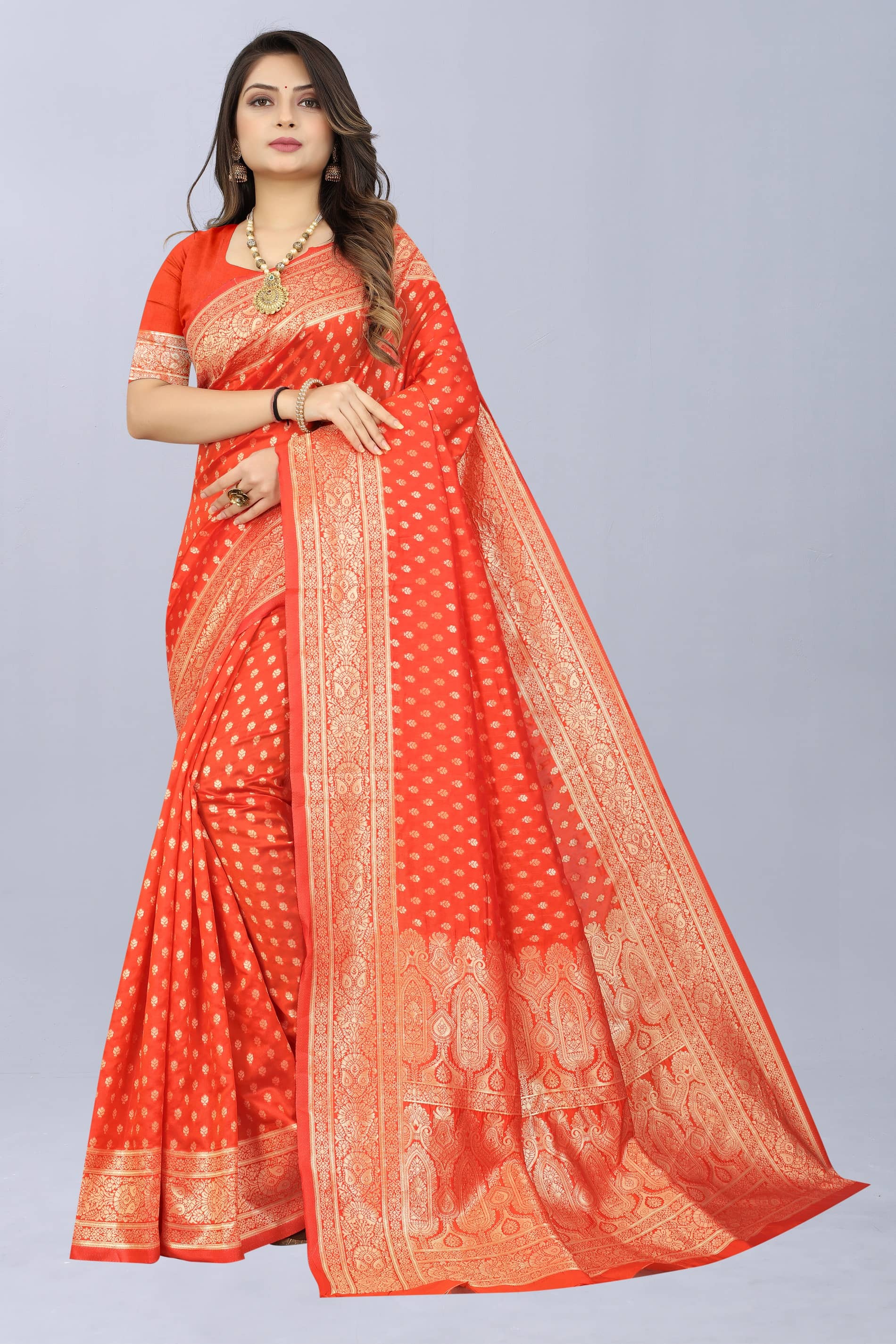 NENCY FASHION Banarasi Silk Embellished Saree With Unstitched Blouse Piece ( Navy Blue ) - Sarees | Buy online on ZillyBuy