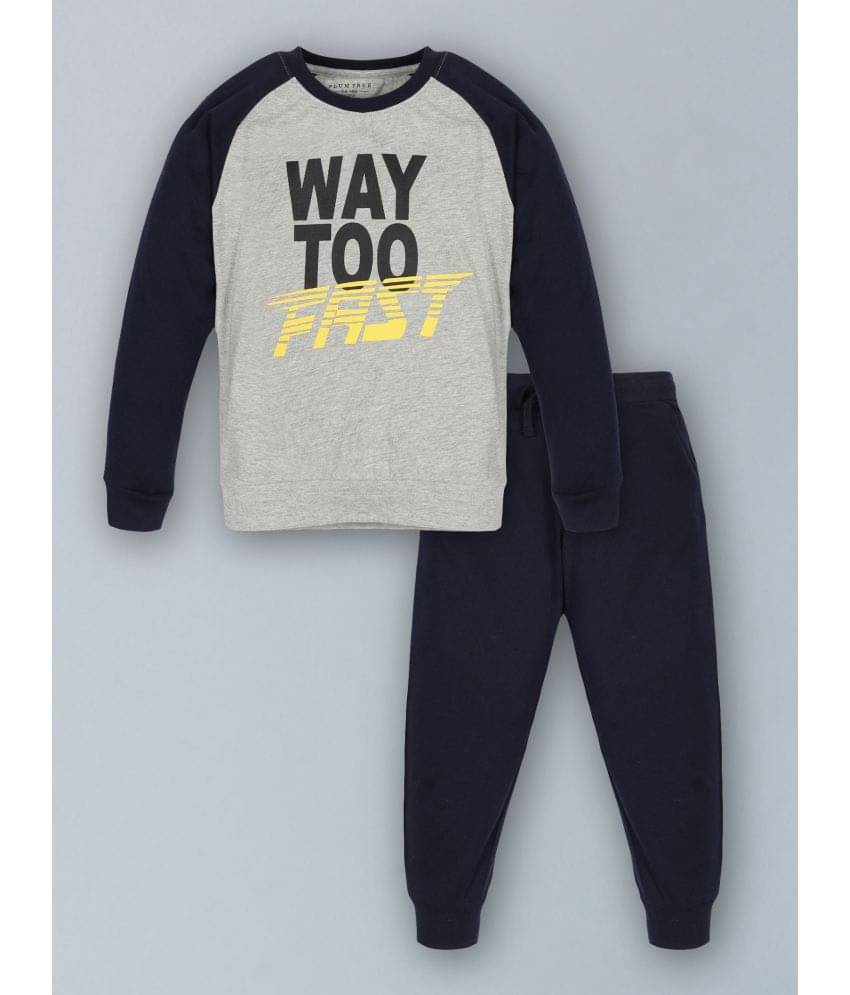 PLUM TREE Pack of 1 Boys Cotton Blend T-Shirt & Pants Set ( Grey Melange ) PLUM TREE Pack of 1 Boys Cotton Blend T-Shirt & Pants Set ( Grey Melange )