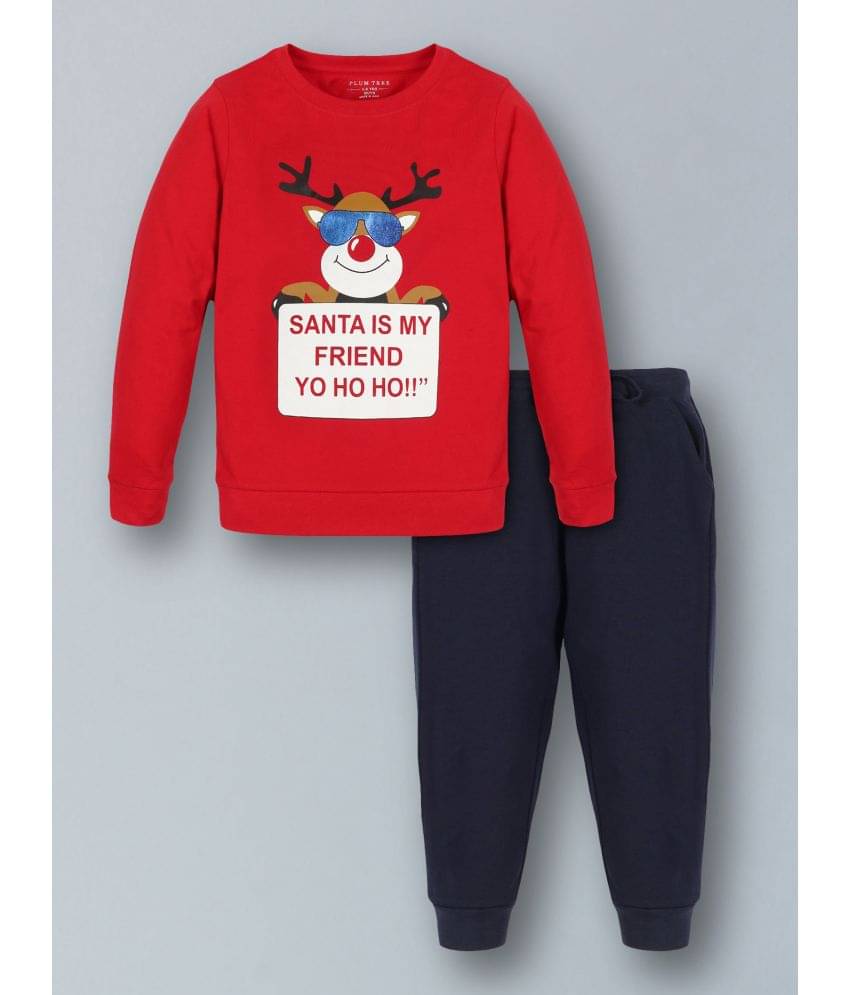 PLUM TREE Pack of 1 Boys Cotton Blend T-Shirt & Trackpants ( Red ) PLUM TREE Pack of 1 Boys Cotton Blend T-Shirt & Trackpants ( Red )
