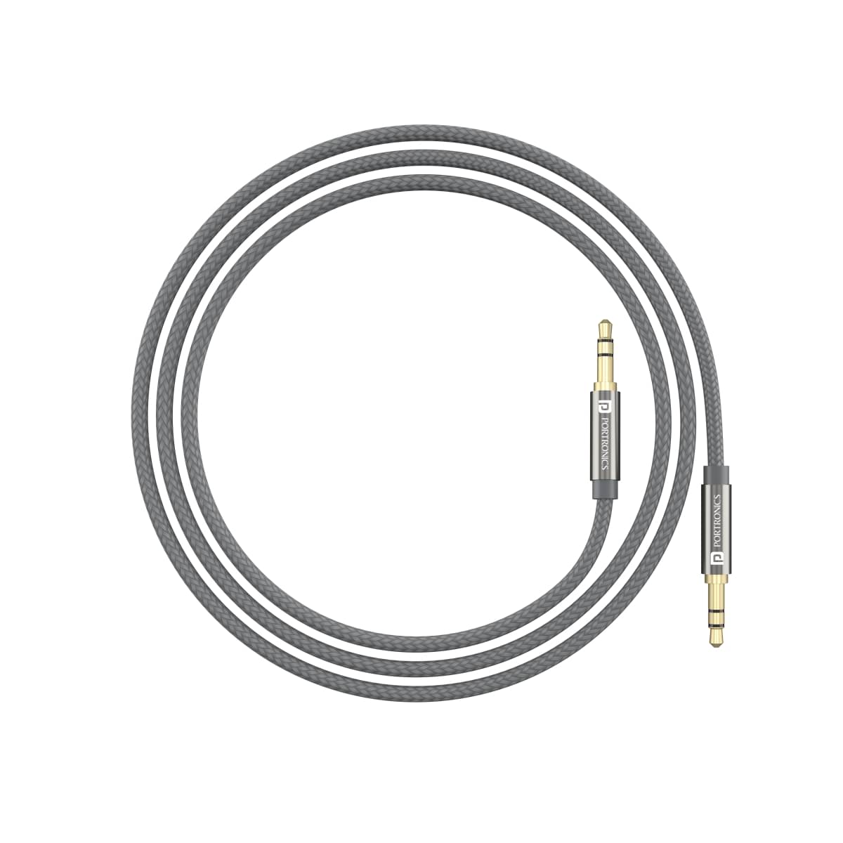 Portronics - Grey 3A Aux Cable 2 Meter Portronics - Grey 3A Aux Cable 2 Meter