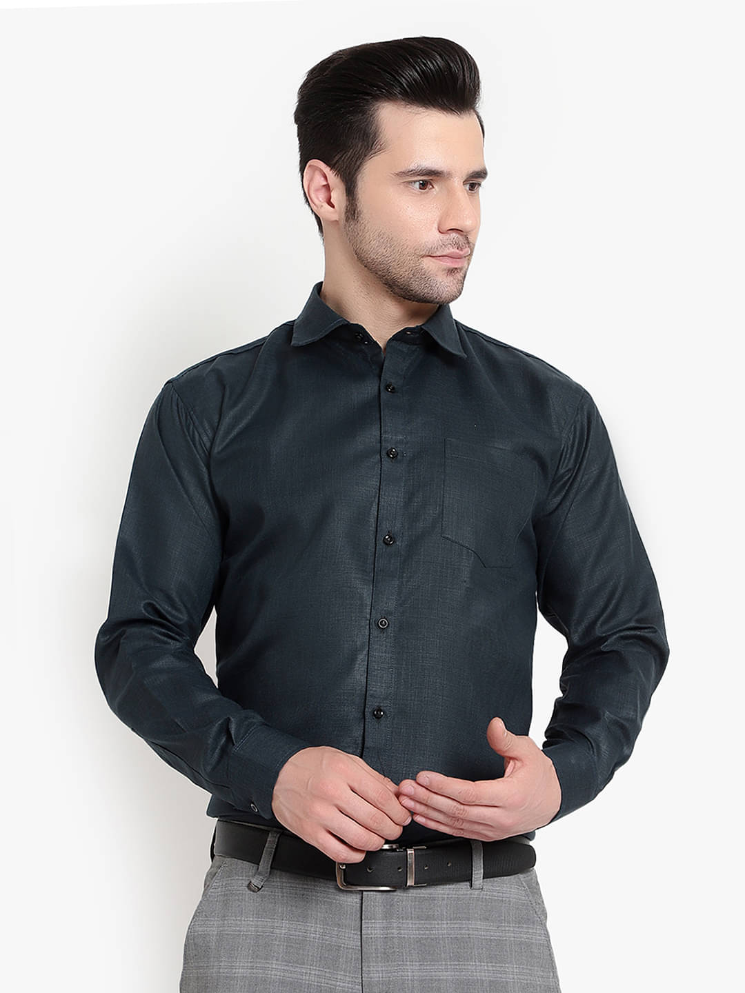     			SREY - Green Polyester Blend Slim Fit Men's Formal Shirt ( Pack of 1 )