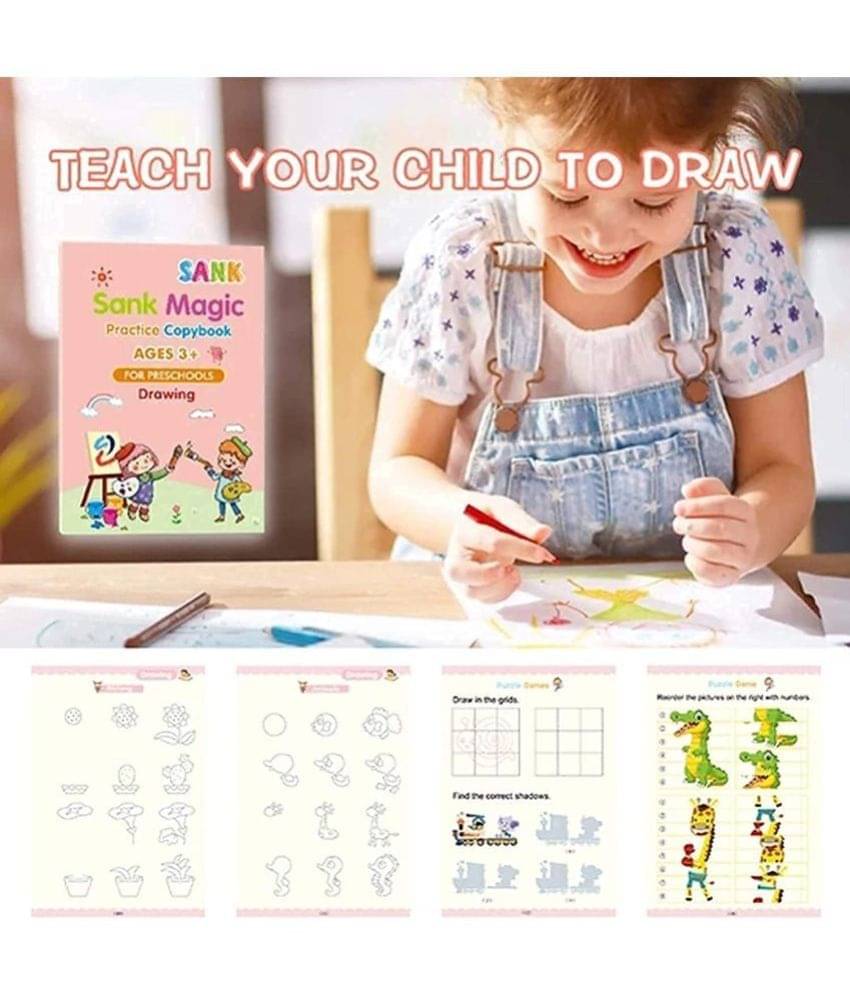 Sank Magic Practice Copybook, Number Tracing Book for Preschoolers with Pen, Magic Calligraphy Copybook Set Practical Reusable Writing Tool Simple Hand Lettering (4 Books + 5 Refill) Sank Magic Practice Copybook, Number Tracing Book for Preschoolers with Pen, Magic Calligraphy Copybook Set Practical Reusable Writing Tool Simple Hand Lettering (4 Books + 5 Refill)