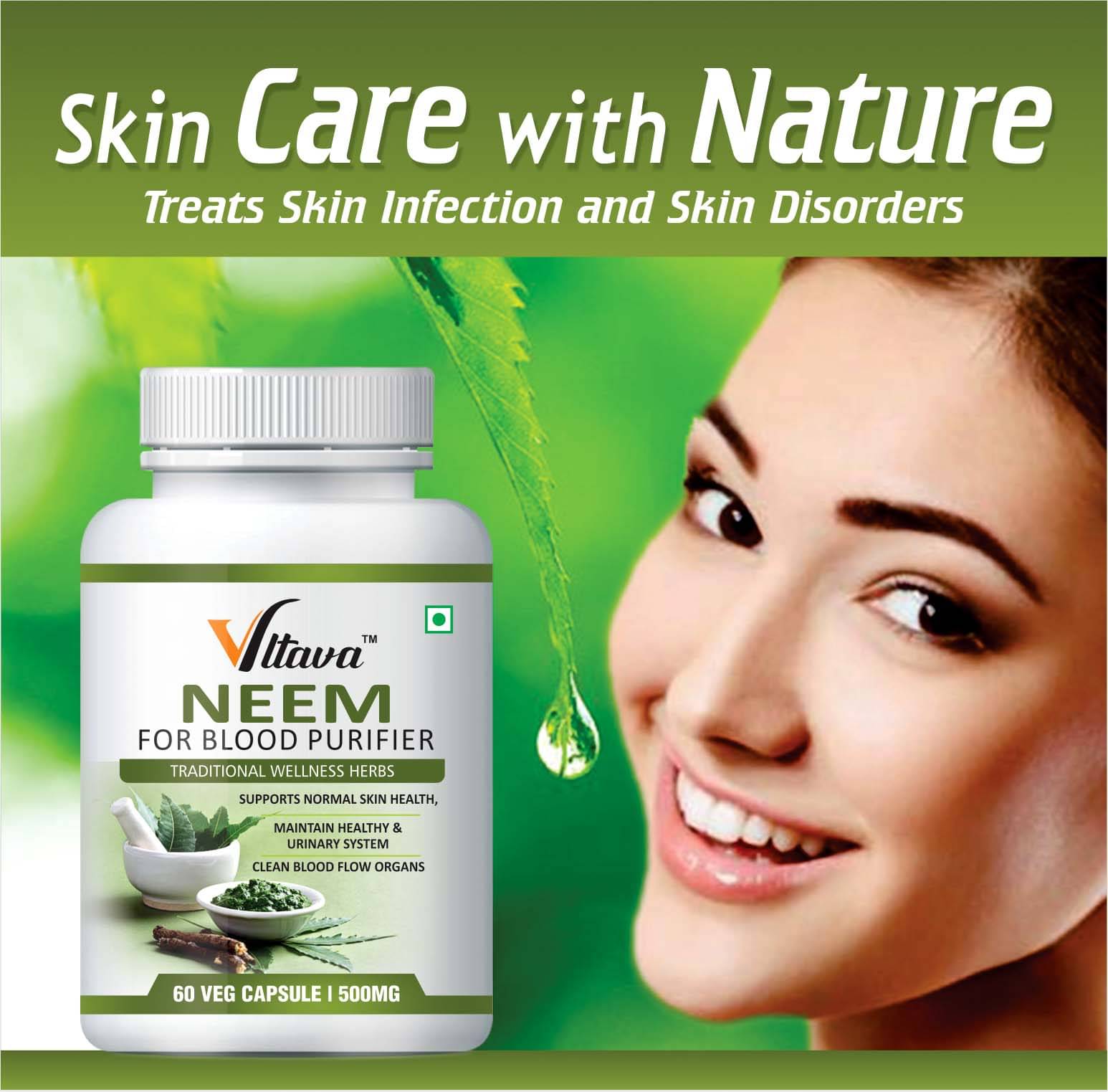 Vltava Neem + Skinglow Capsules Help Fight Dryness in Face & Remove Dead Skin 60 mg Unfalvoured Minerals Capsule Vltava Neem + Skinglow Capsules Help Fight Dryness in Face & Remove Dead Skin 60 mg Unfalvoured Minerals Capsule