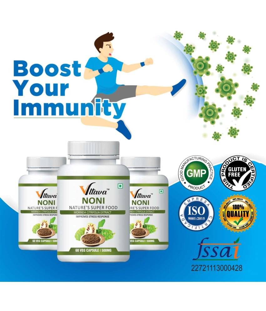 Vltava Noni Capsules for Rich in Antioxidants, Increase Energy, 180 mg Unflavoured Minerals Capsule Pack of 3 Vltava Noni Capsules for Rich in Antioxidants, Increase Energy, 180 mg Unflavoured Minerals Capsule Pack of 3