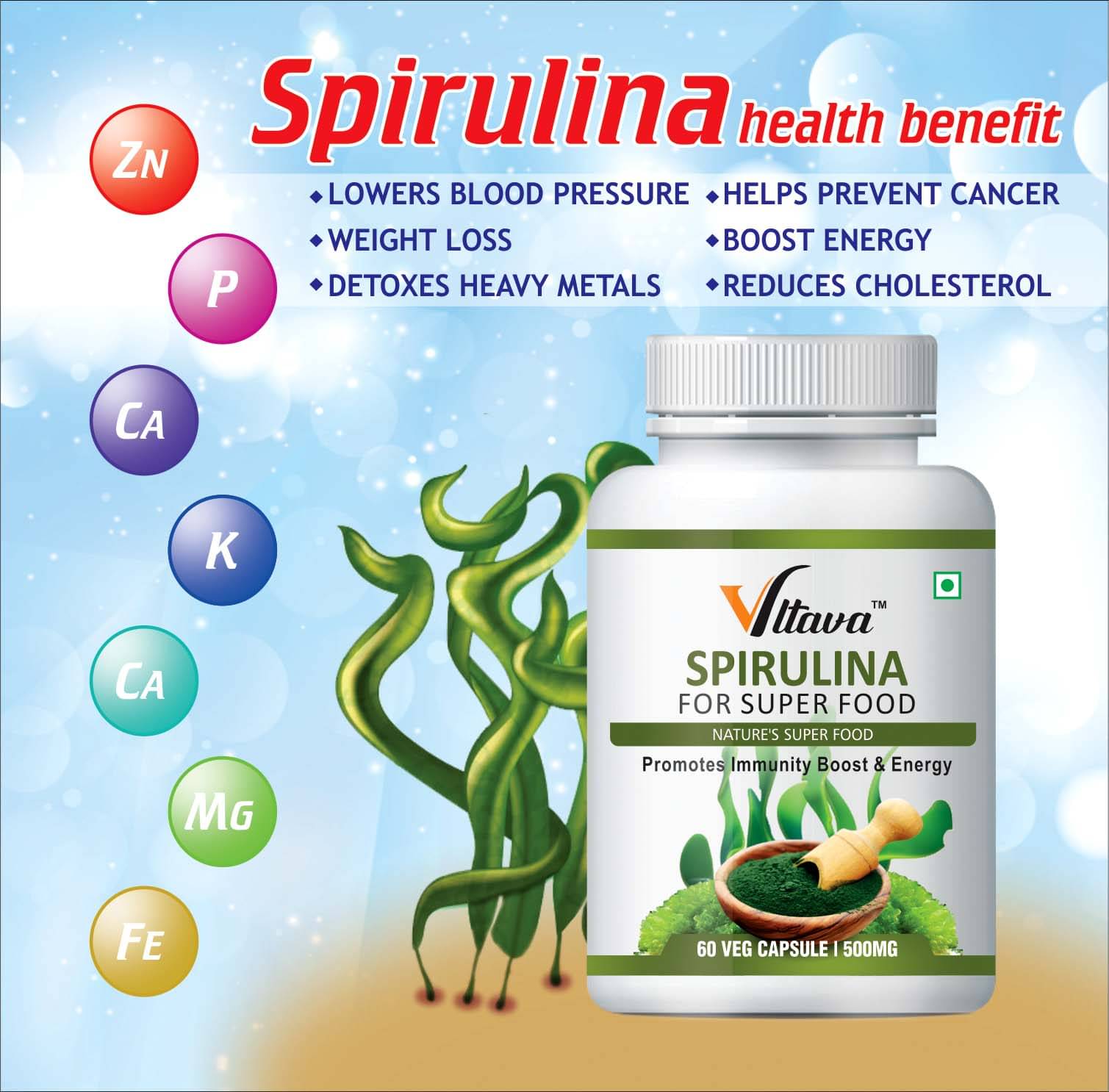 Vltava Spirulina Increase Immunity & Nutritious Protein Health Supplement 60 mg Unflavoured Minerals Capsule Vltava Spirulina Increase Immunity & Nutritious Protein Health Supplement 60 mg Unflavoured Minerals Capsule